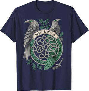 Huginn & Muninn - Germanic Mythology Viking Celtic Raven T-Shirt - T-Shirt | Navy