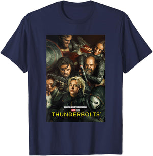 Marvel Thunderbolts Careful Who You Assemble Team Poster T-Shirt - T-Shirt | Navy