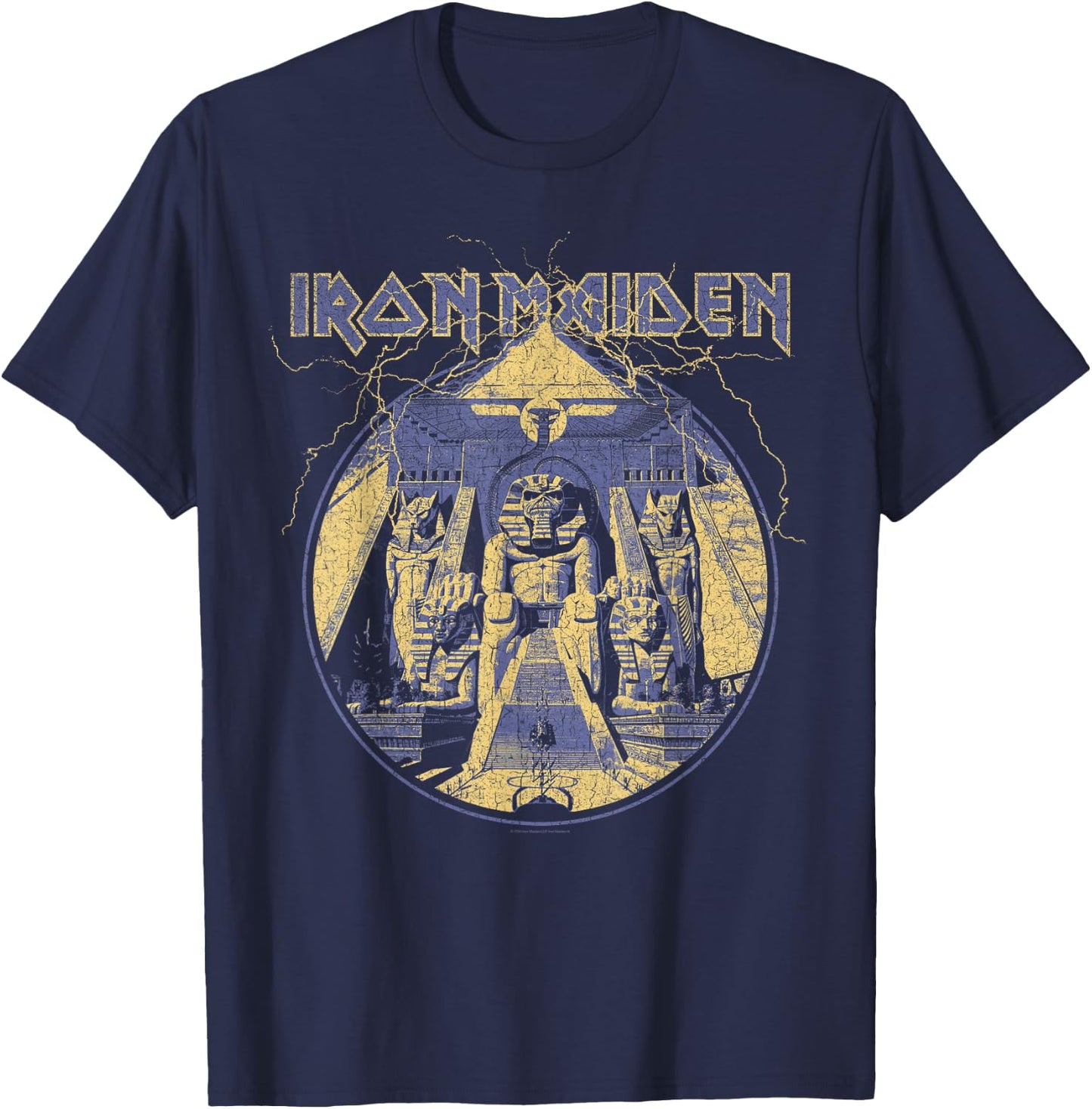 Iron Maiden Lightning Circle Black T-Shirt - T-Shirt | Navy