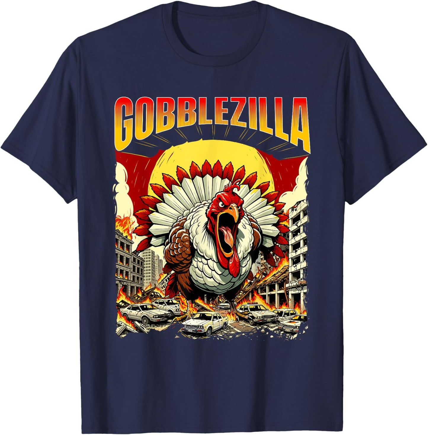 Fall & Thanksgiving Shirts Gobblezilla - Thanksgiving Day Fall Holiday T-Shirt - T-Shirt | Navy