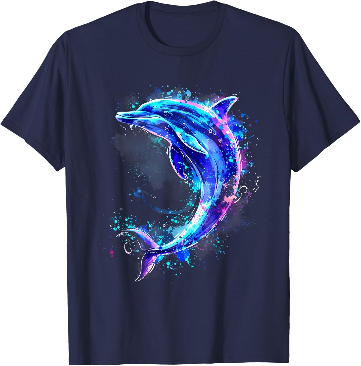 Dolphin Sea Ocean Dolphin Artwork Ocean Sea Animal Lover , black T-Shirt - T-Shirt | Navy