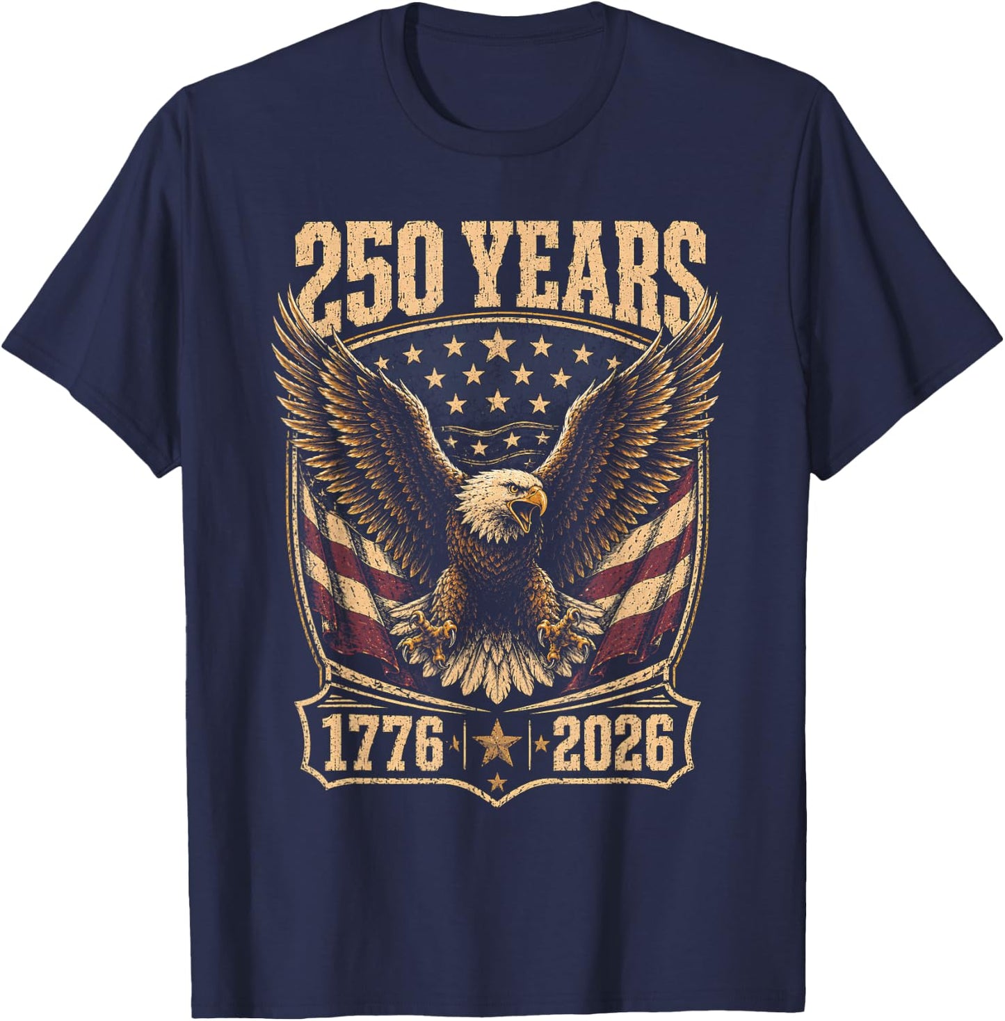 250th Anniversary USA 2026 American Flag Patriotic Eagle T-Shirt - T-Shirt | Navy
