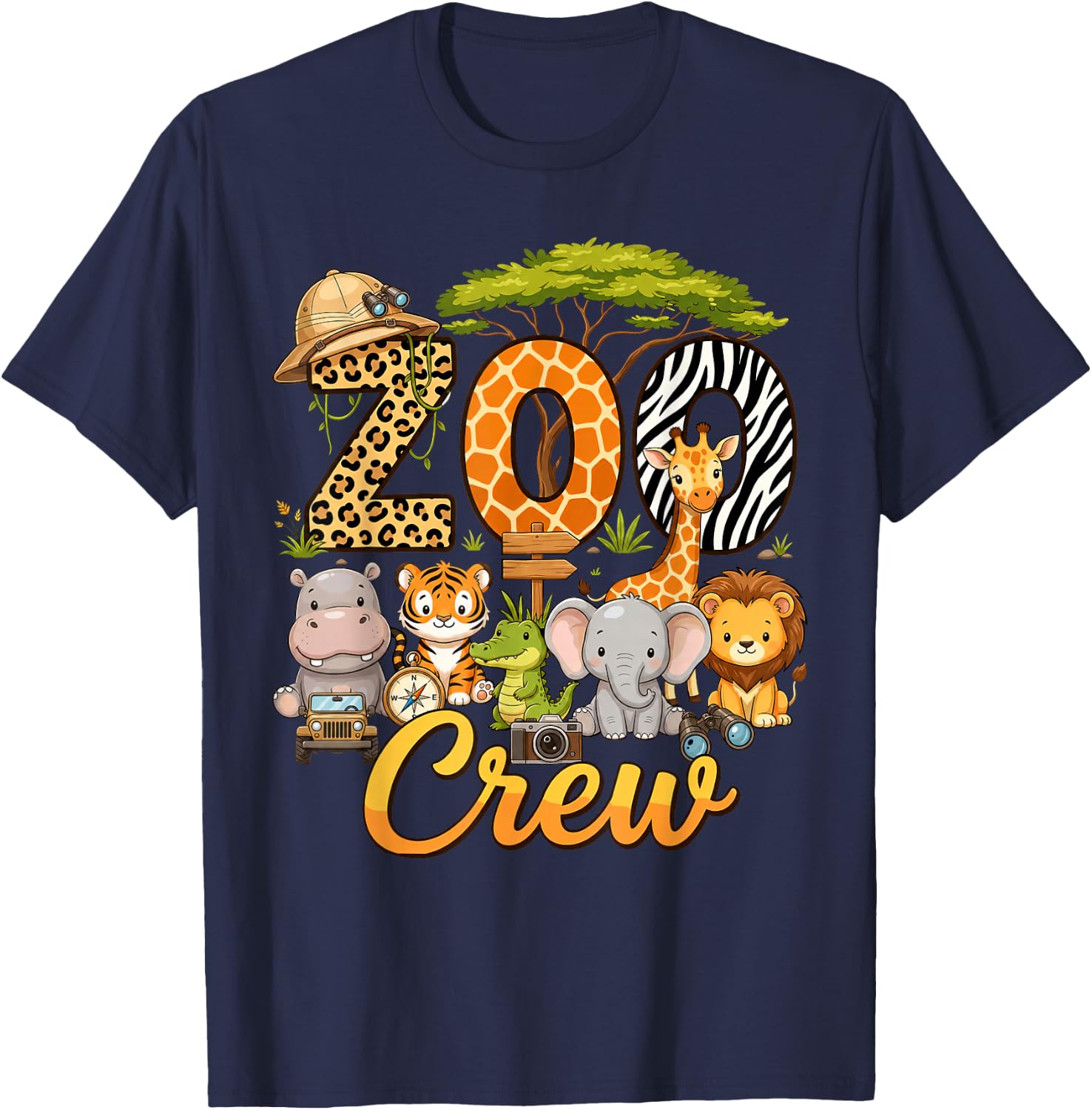 Zoo Crew Safari Animals Wildlife Animal Wild Field Trip T-Shirt - T-Shirt | Navy