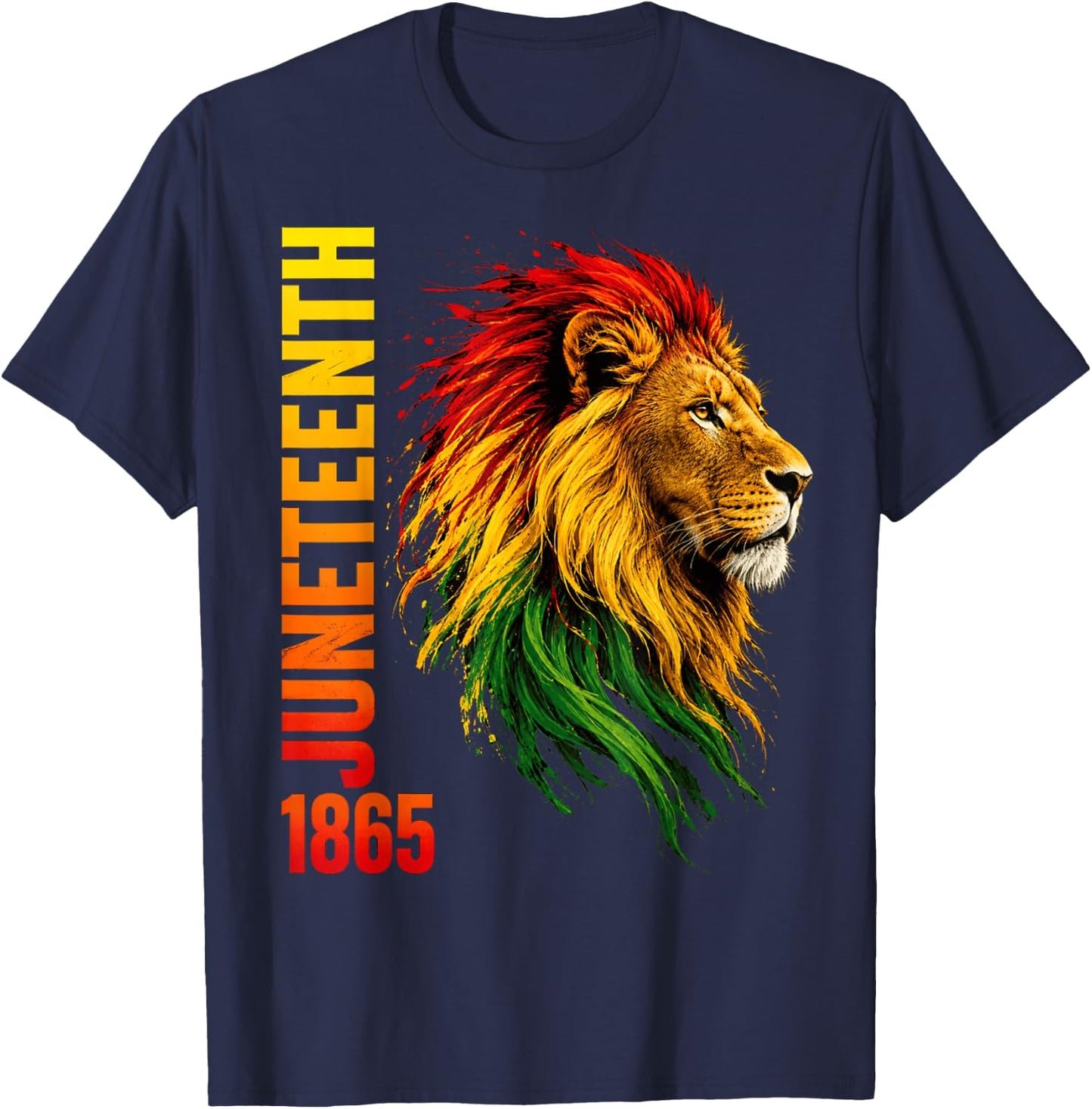 Juneteenth Lion Black African June 19th Men Women Kids T-Shirt - T-Shirt | Navy