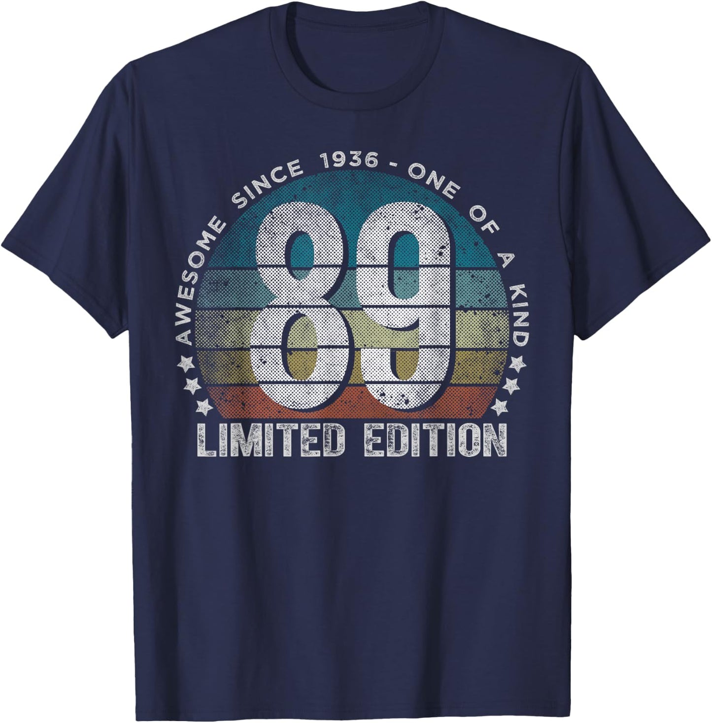 89 Year Old Gifts Vintage 1936 Limited Edition 89th Birthday T-Shirt - T-Shirt | Navy
