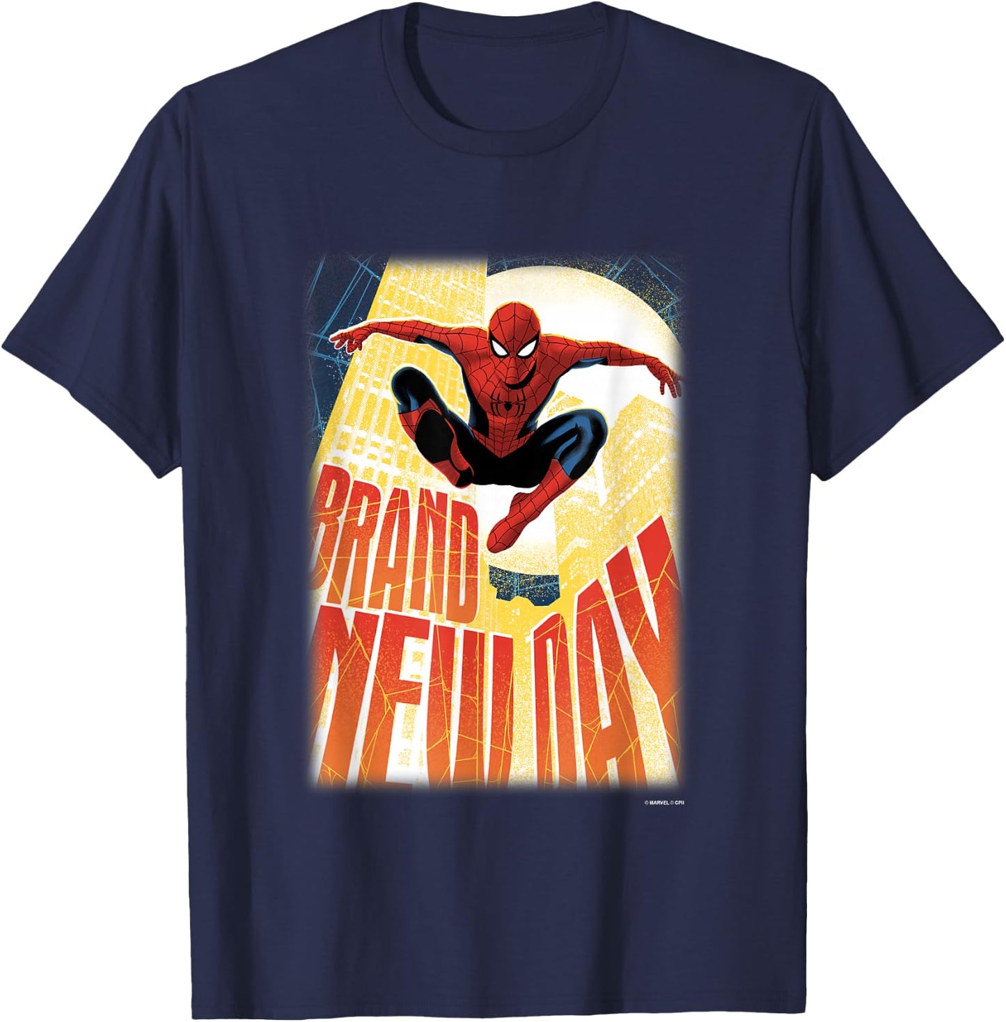 Marvel Spider-Man Day NYC Back in Action Poster T-Shirt - T-Shirt | Navy