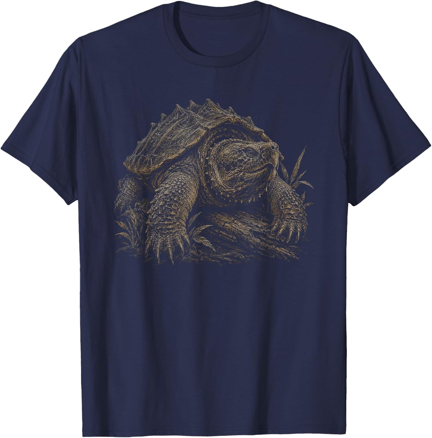 Snapping Turtle Graphic Artwork Design T-Shirt - T-Shirt | Navy