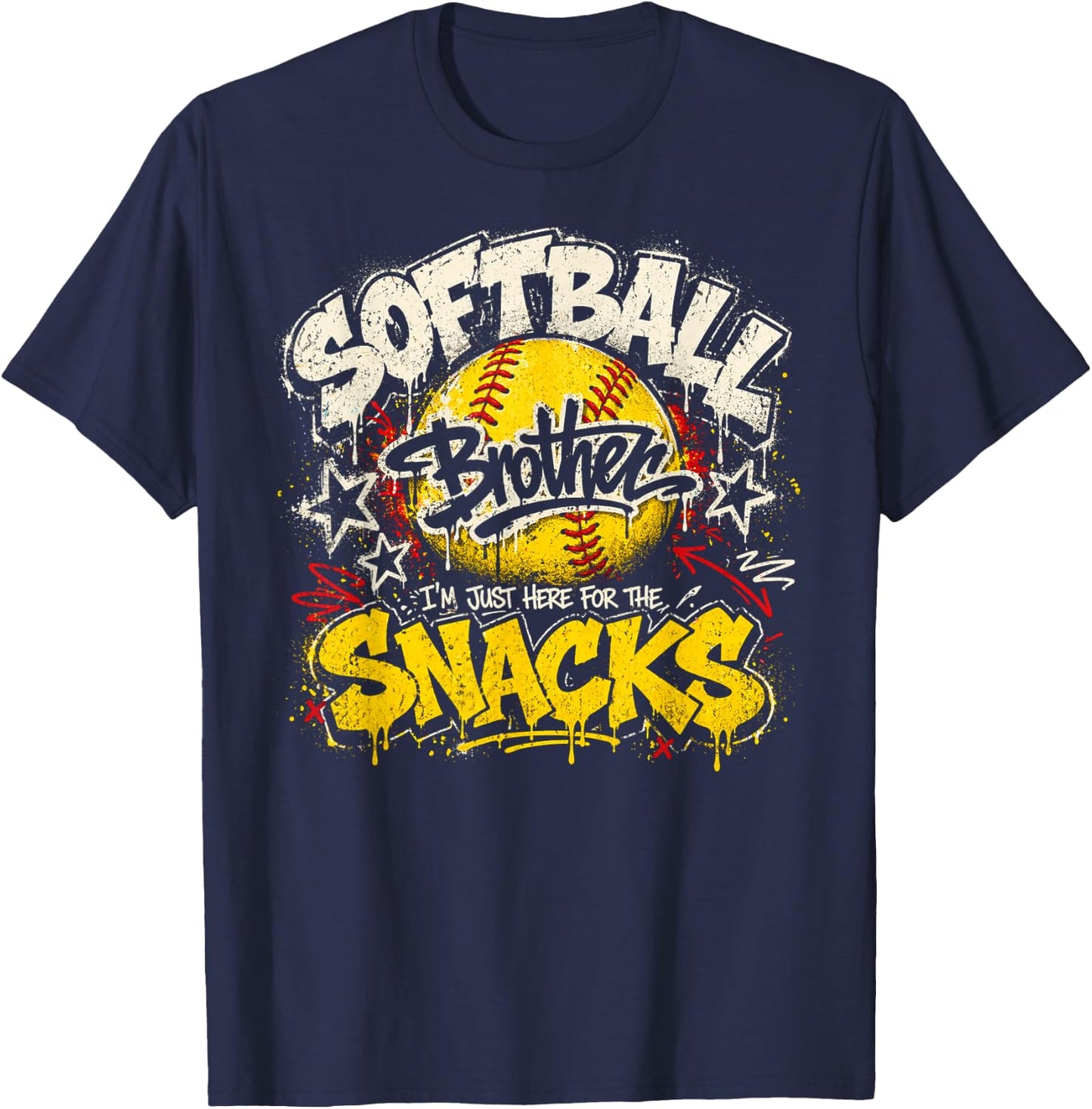 I'm Just Here for The Snacks Funny Softball Brother T-Shirt - T-Shirt | Navy
