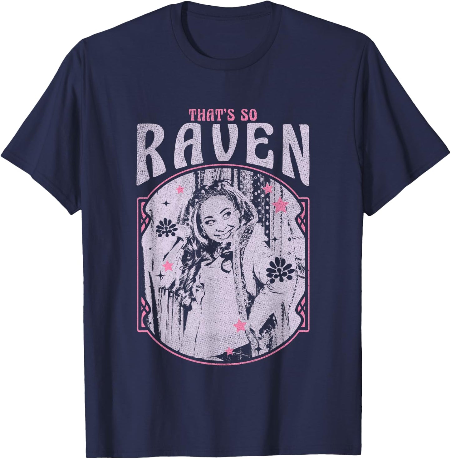 Disney That's So Raven Distressed Black & White Portrait T-Shirt - T-Shirt | Navy