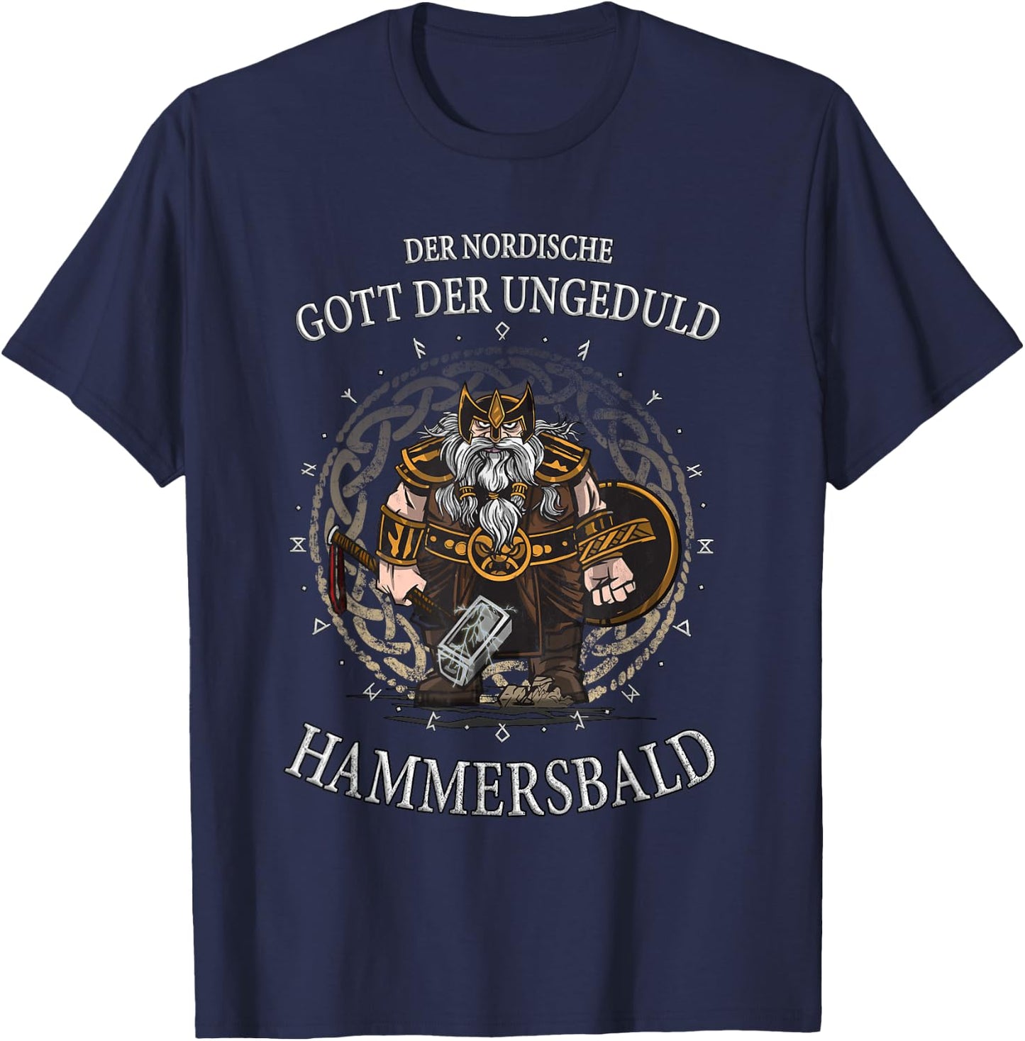 The Nordic God of Impatience Hammersbald T-Shirt - T-Shirt | Navy