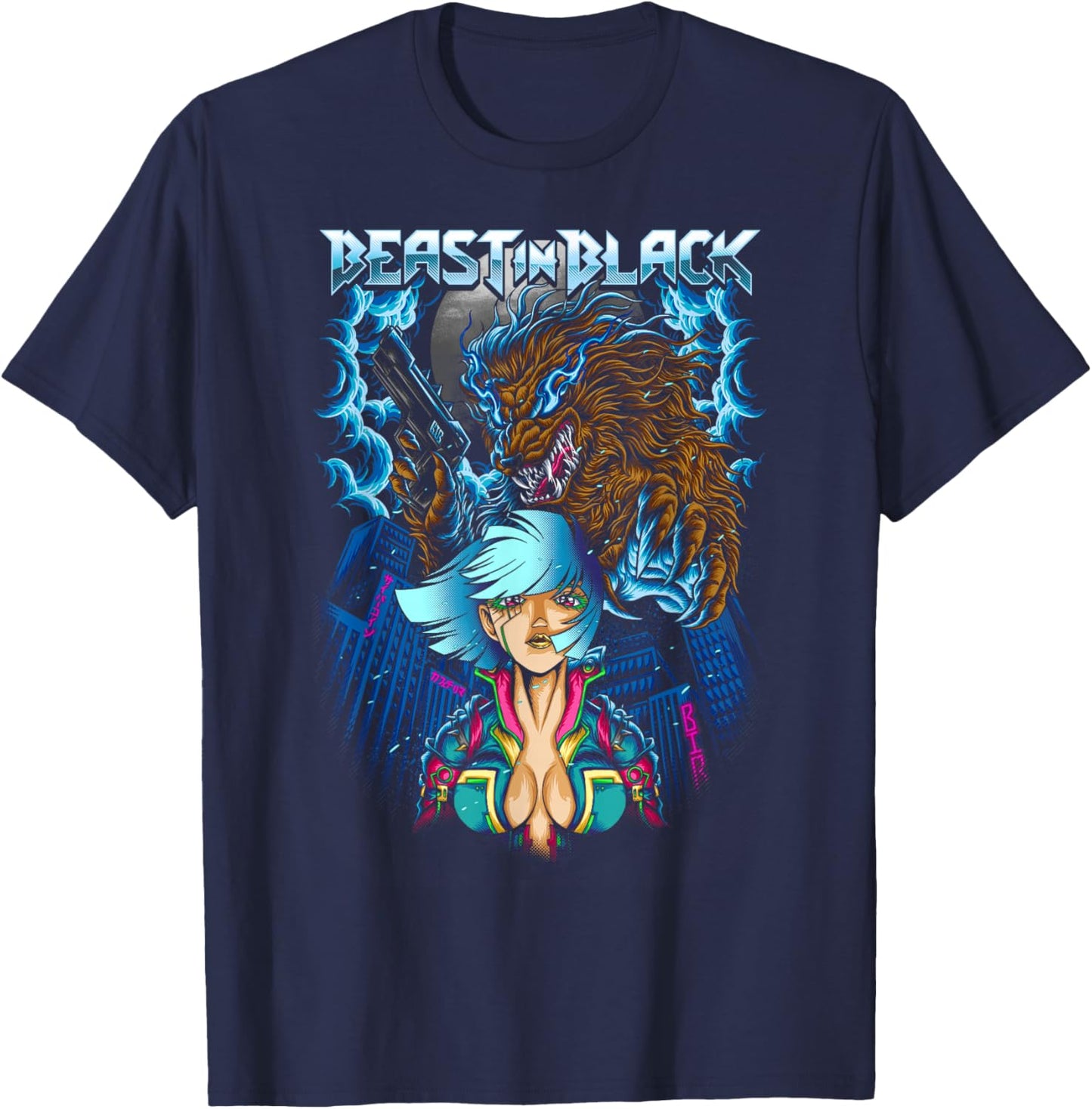 Rendez-vous au clair de lune , Black, S T-Shirt - T-Shirt | Navy