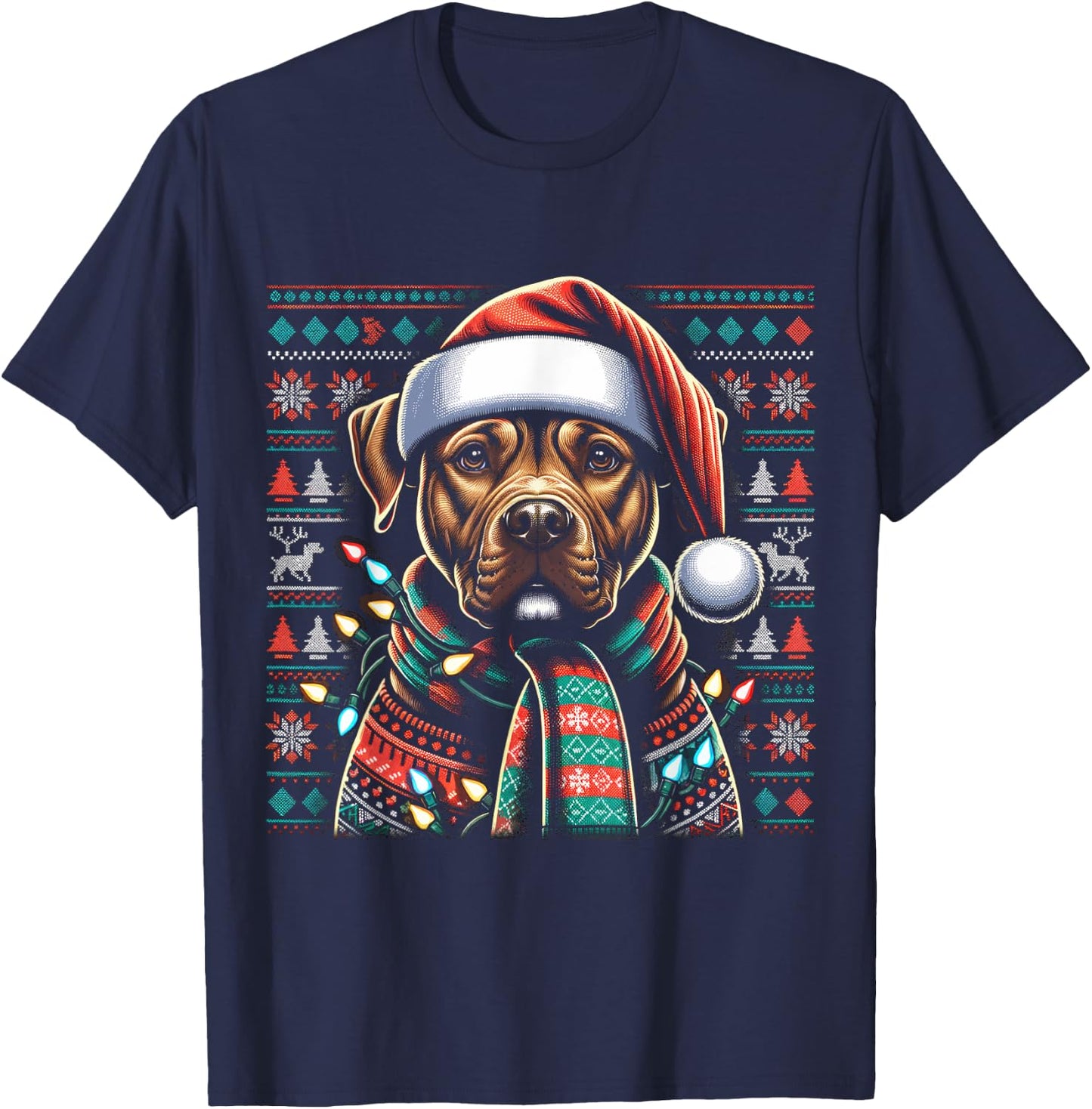 Christmas Pit bull Xmas Pit Bull Mom Dog Lover Santa T-Shirt - T-Shirt | Navy