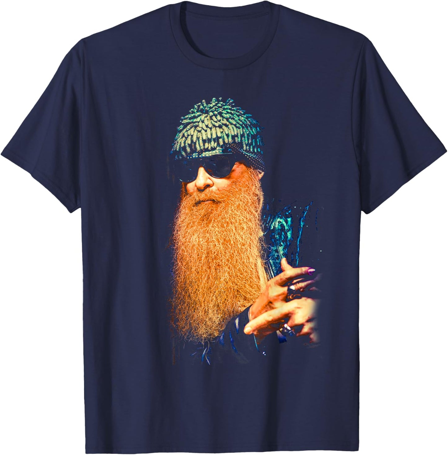 ZZ Top Portrait Official Billy F Gibbons T-Shirt - T-Shirt | Navy