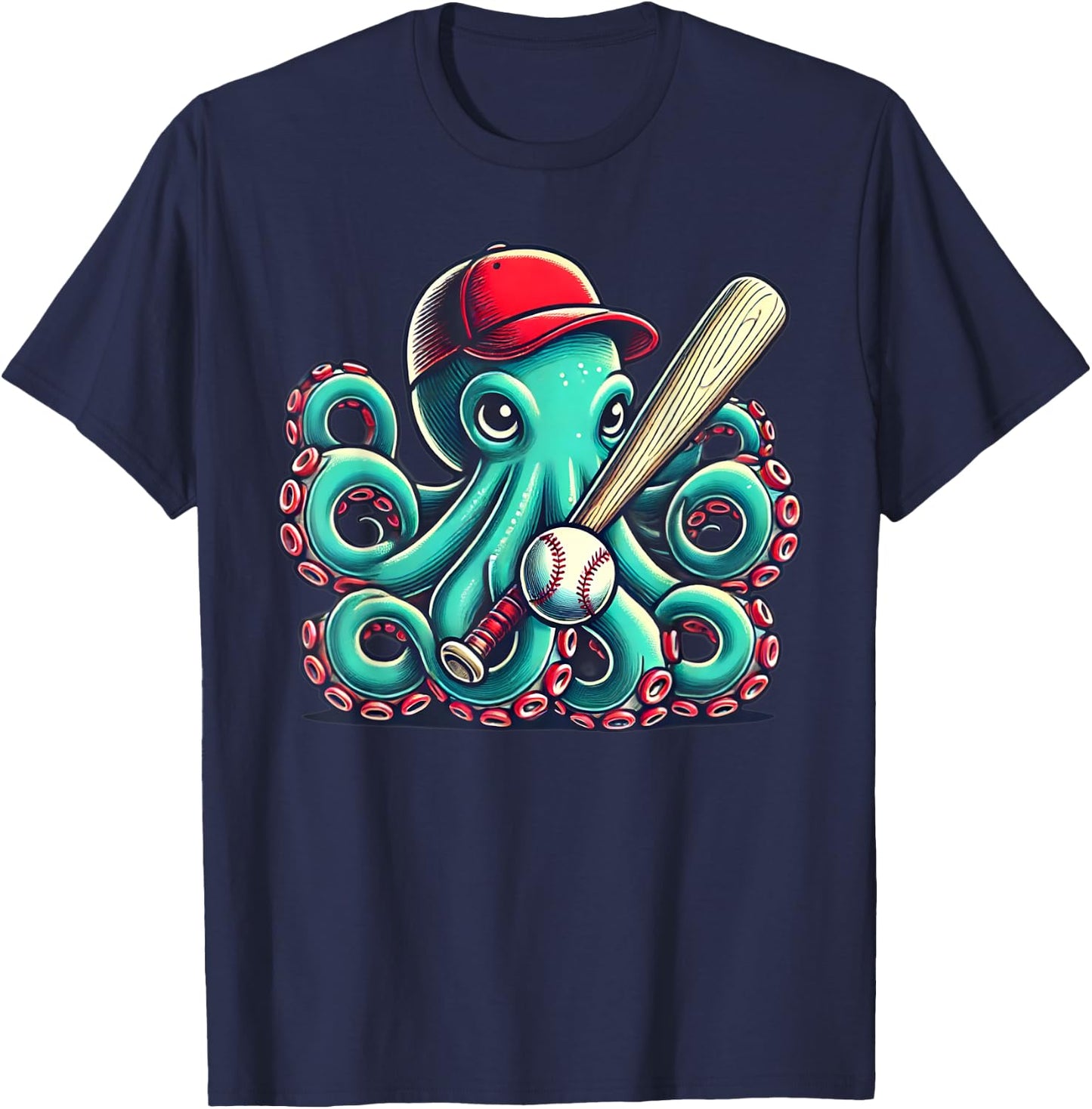 Octopus baseball boys girls sea animals ocean diving T-Shirt - T-Shirt | Navy
