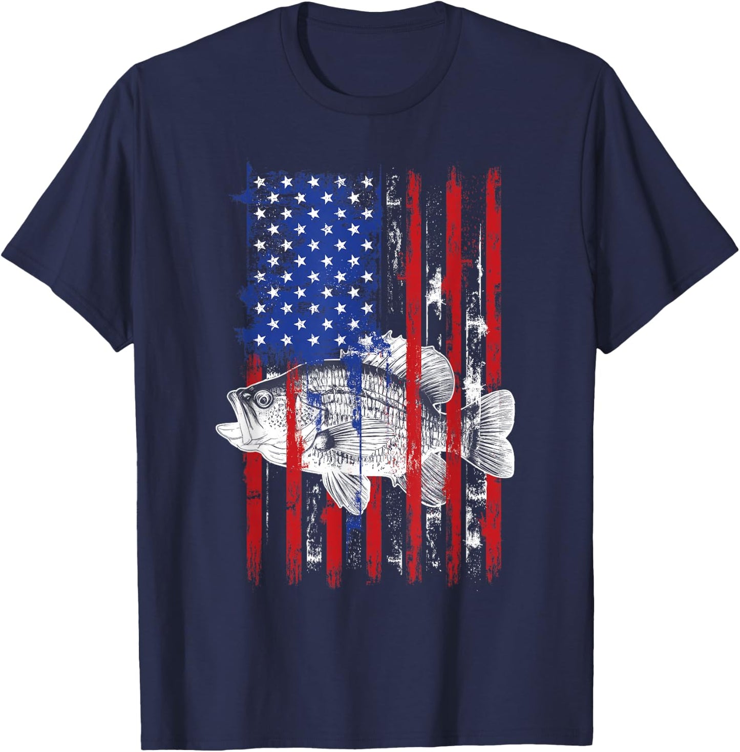 Crappie American Flag Fishing Flag Patriotic Fish Catcher T-Shirt - T-Shirt | Navy