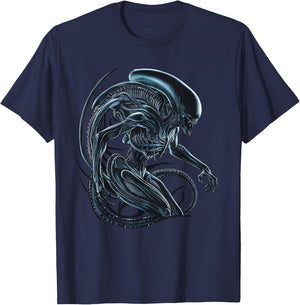 Alien Xenomorph Illustrated Poster T-Shirt - T-Shirt | Navy
