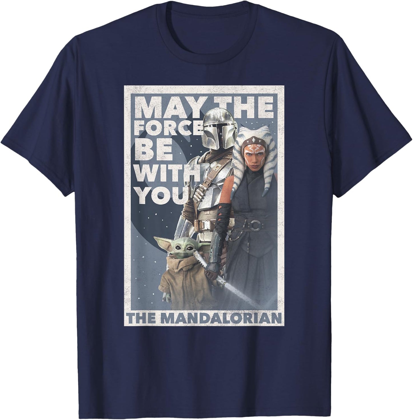 Star Wars: The Mandalorian Ahsoka May The Force Poster R13 T-Shirt - T-Shirt | Navy