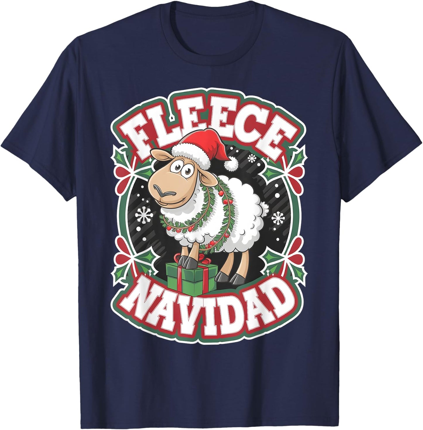 Funny Sheep Winter Christmas Fleece Navidad T-Shirt - T-Shirt | Navy