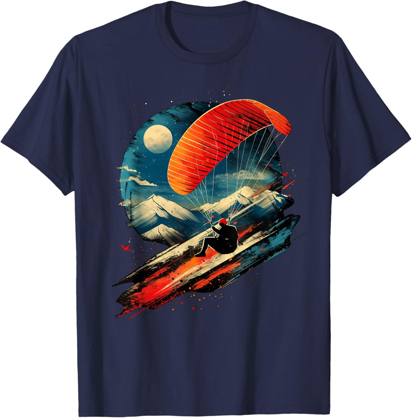 Aesthetic paragliding on sports paragliding , Black, S T-Shirt - T-Shirt | Navy