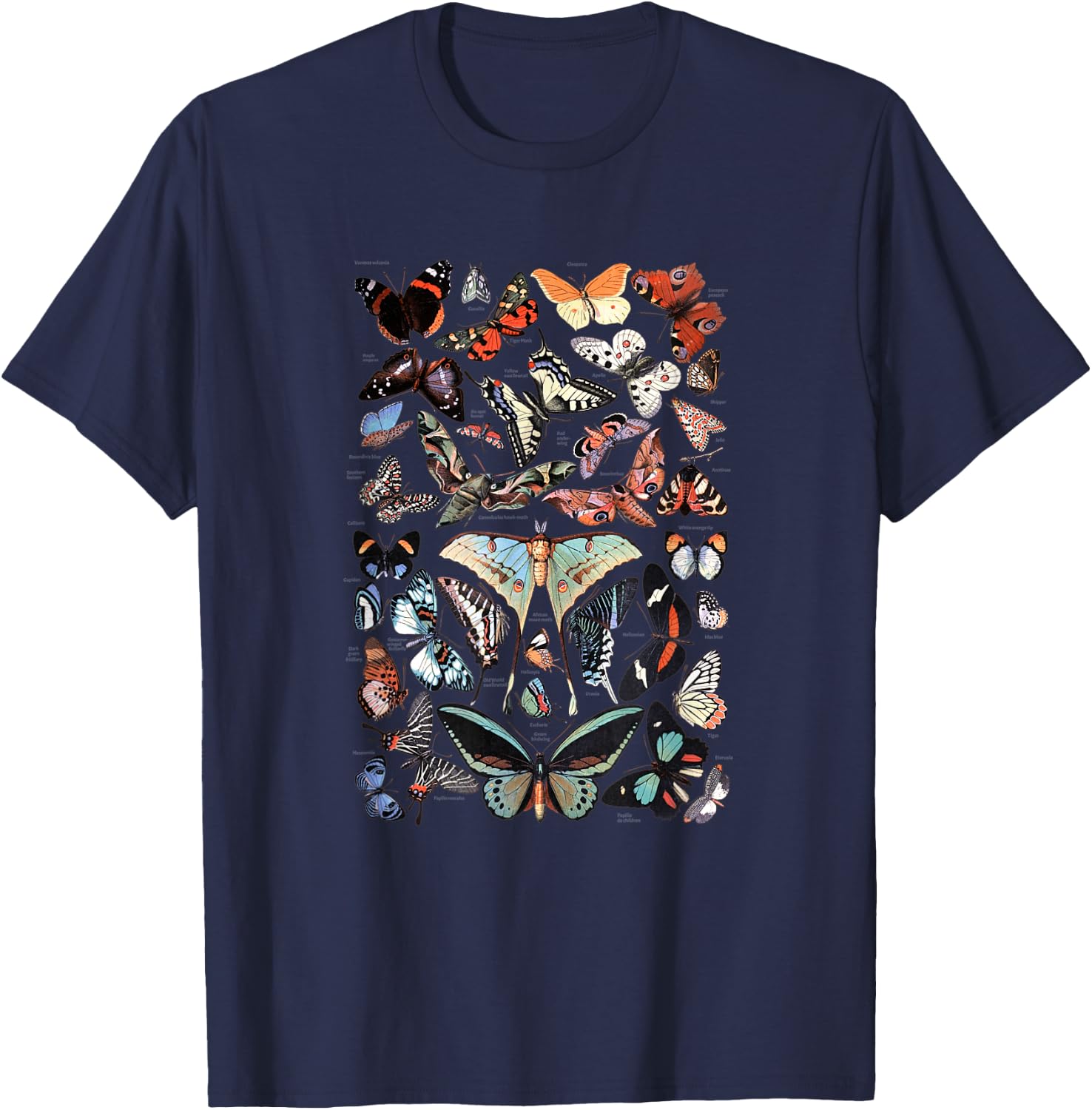 Vintage Butterflies - Butterfly Collection English Names T-Shirt - T-Shirt | Navy