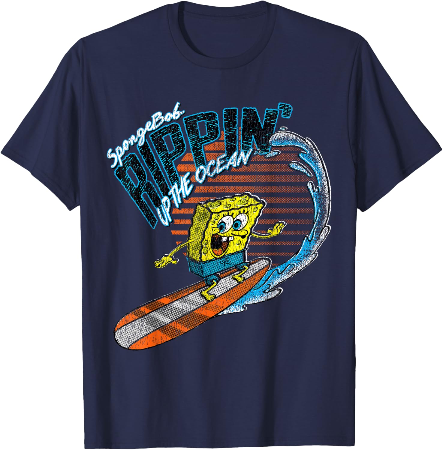 Offizielle Spongebob Schwammkopf Ripping Up the Ocean T-Shirt - T-Shirt | Navy
