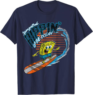 Offizielle Spongebob Schwammkopf Ripping Up the Ocean T-Shirt - T-Shirt | Navy