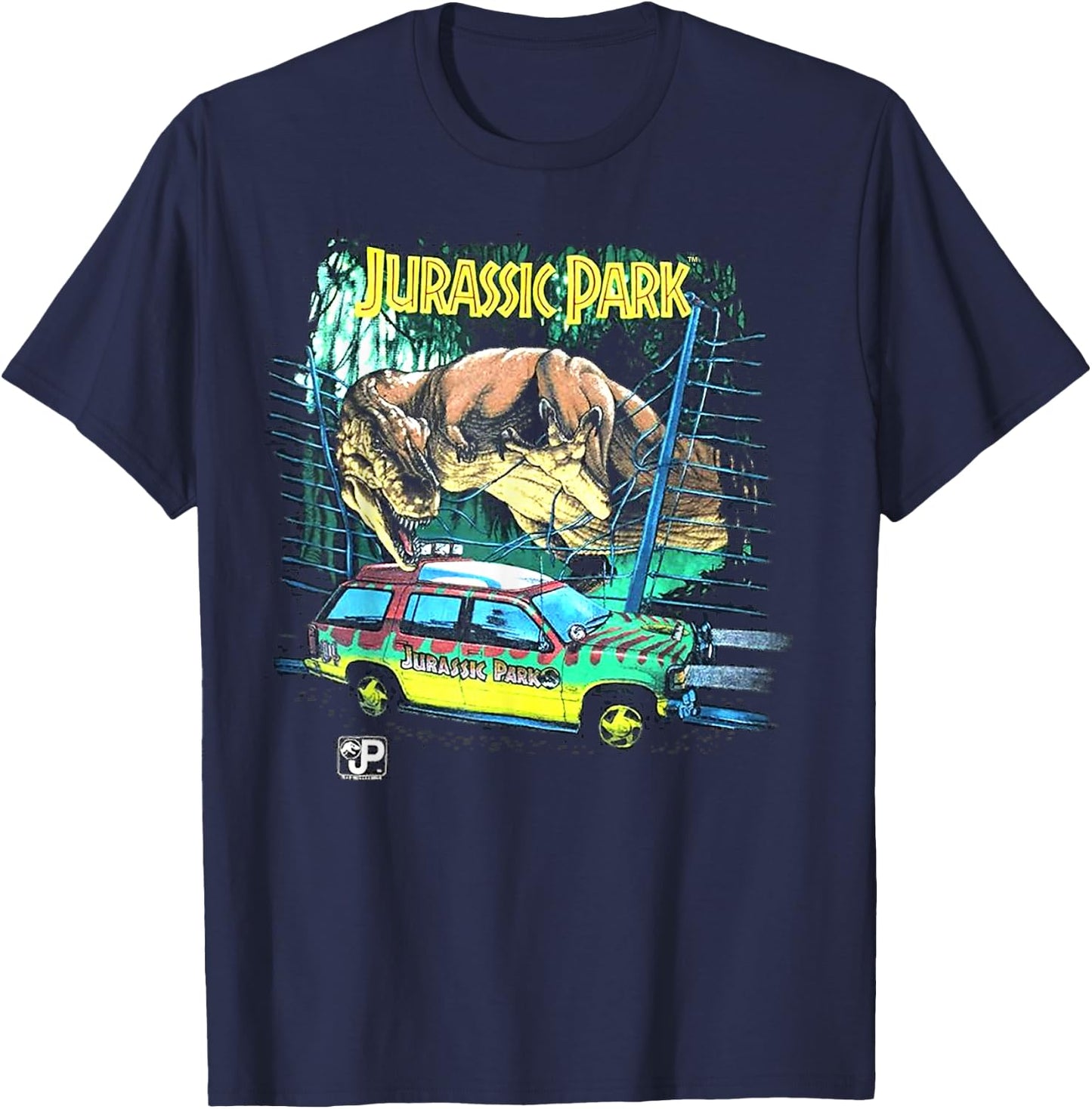 Jurassic Park Vintage Safari Drive Scene T-Shirt - T-Shirt | Navy