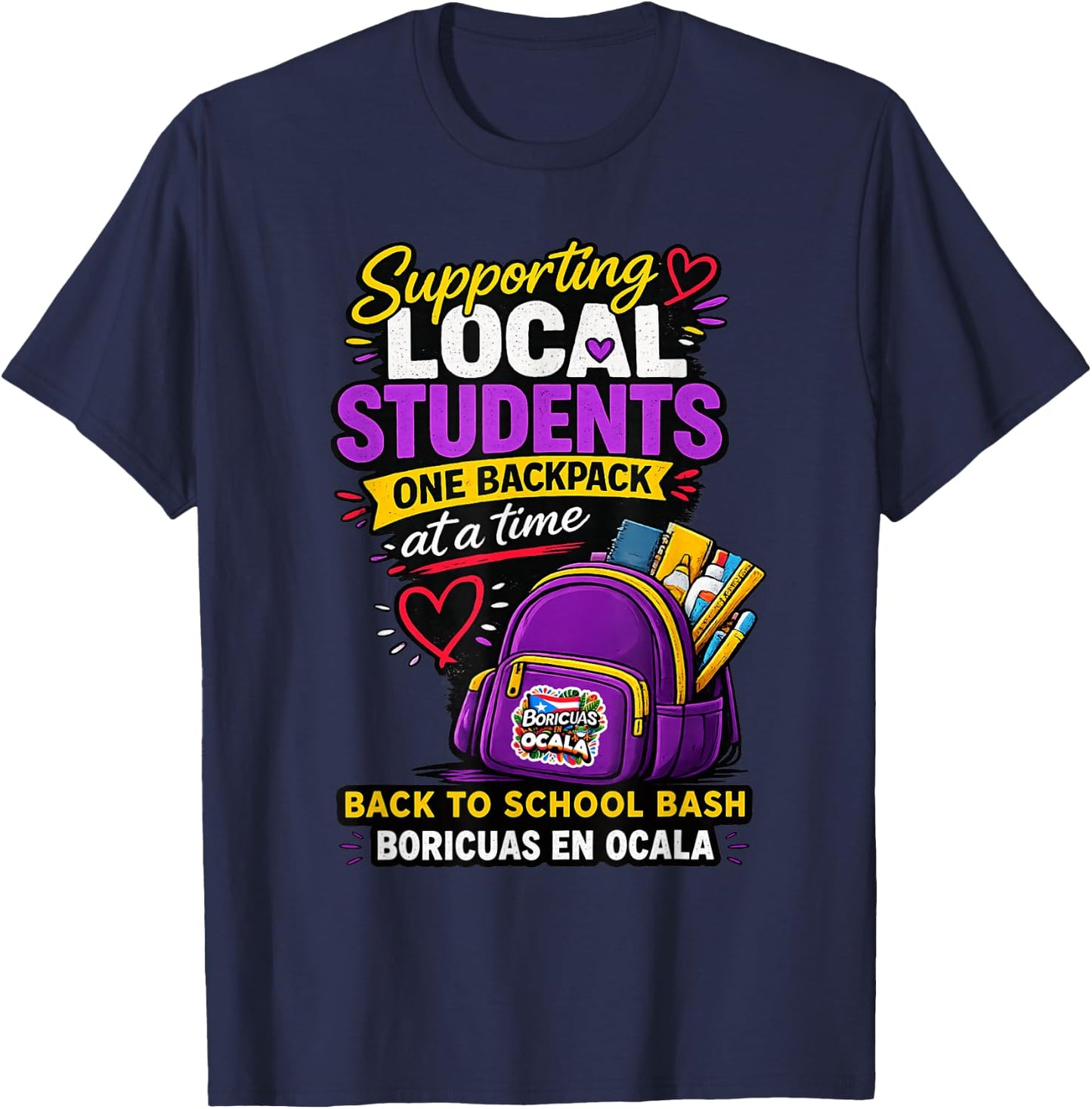 Supporting Local Students One Book Bag At A Time T-Shirt - T-Shirt | Navy