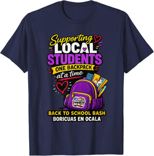 Supporting Local Students One Book Bag At A Time T-Shirt - T-Shirt | Navy