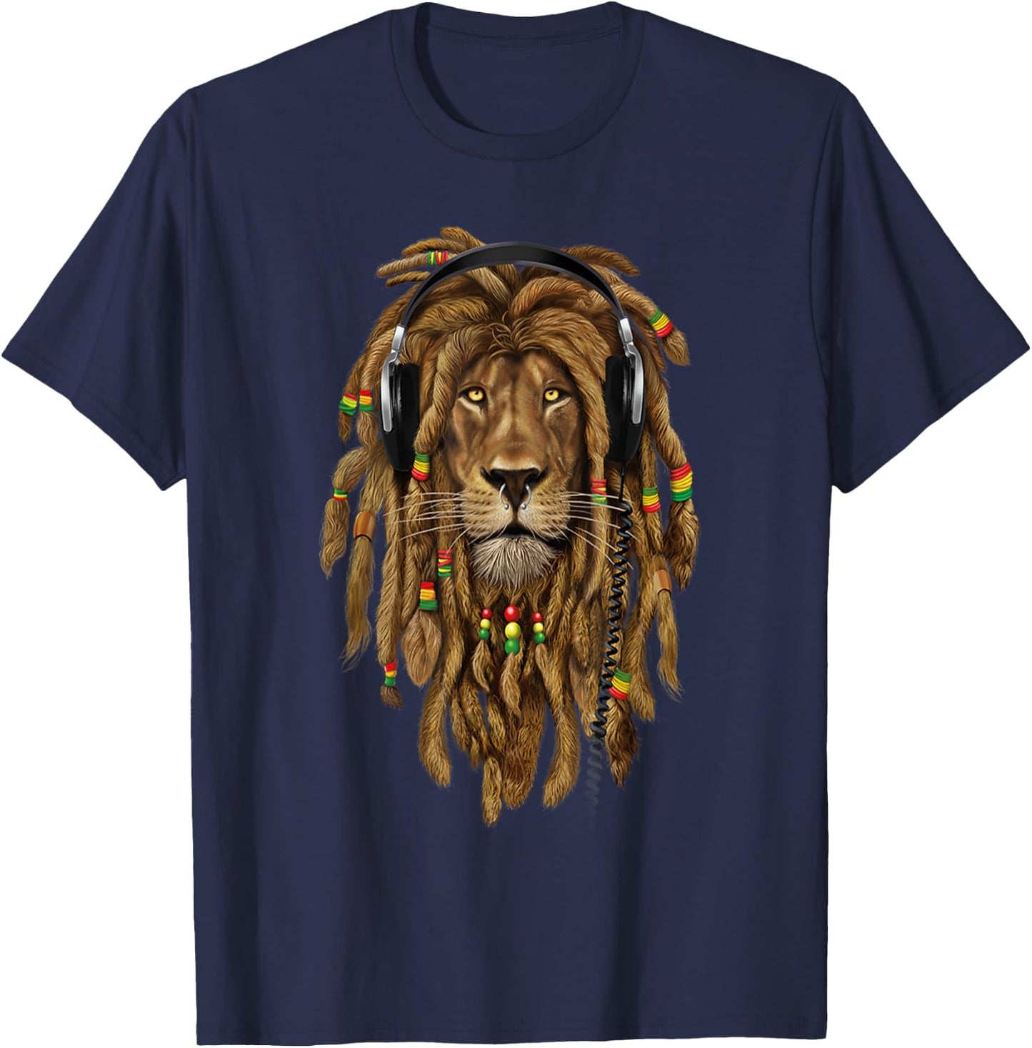 Rasta Lion Dreadlock Jamaica Gift Rastafari lover T-Shirt - T-Shirt | Navy