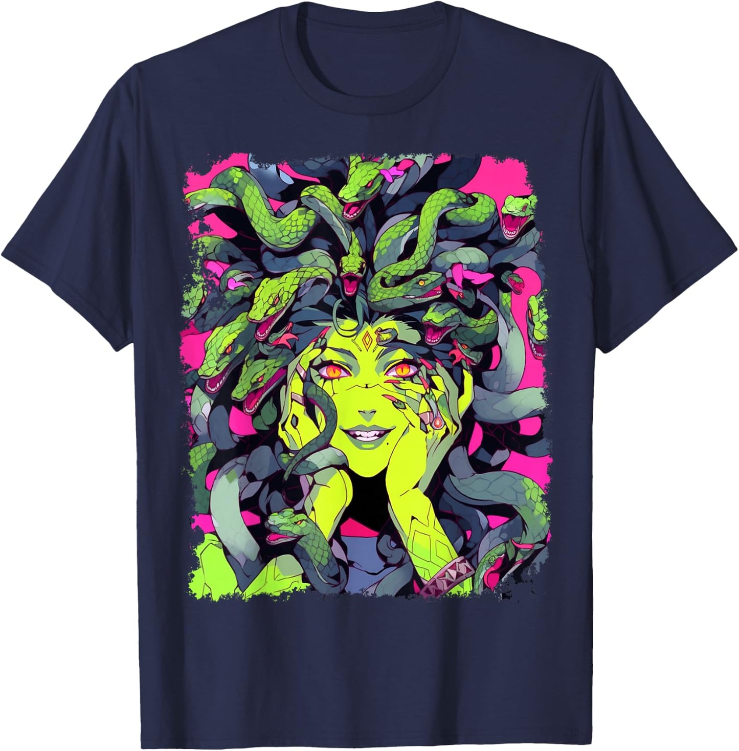 Feminine Greek Mythology Goddess Sexy Medusa Snakes Hair T-Shirt - T-Shirt | Navy