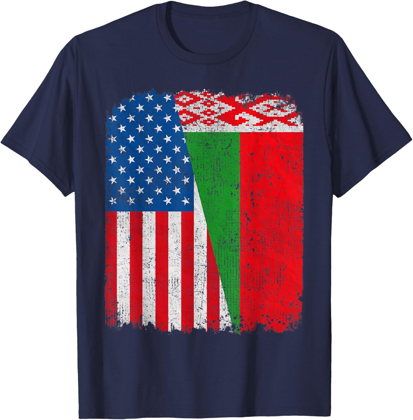Belarusian American Flag Half USA Belarus Root Proud Kids Men T-Shirt - T-Shirt | Navy