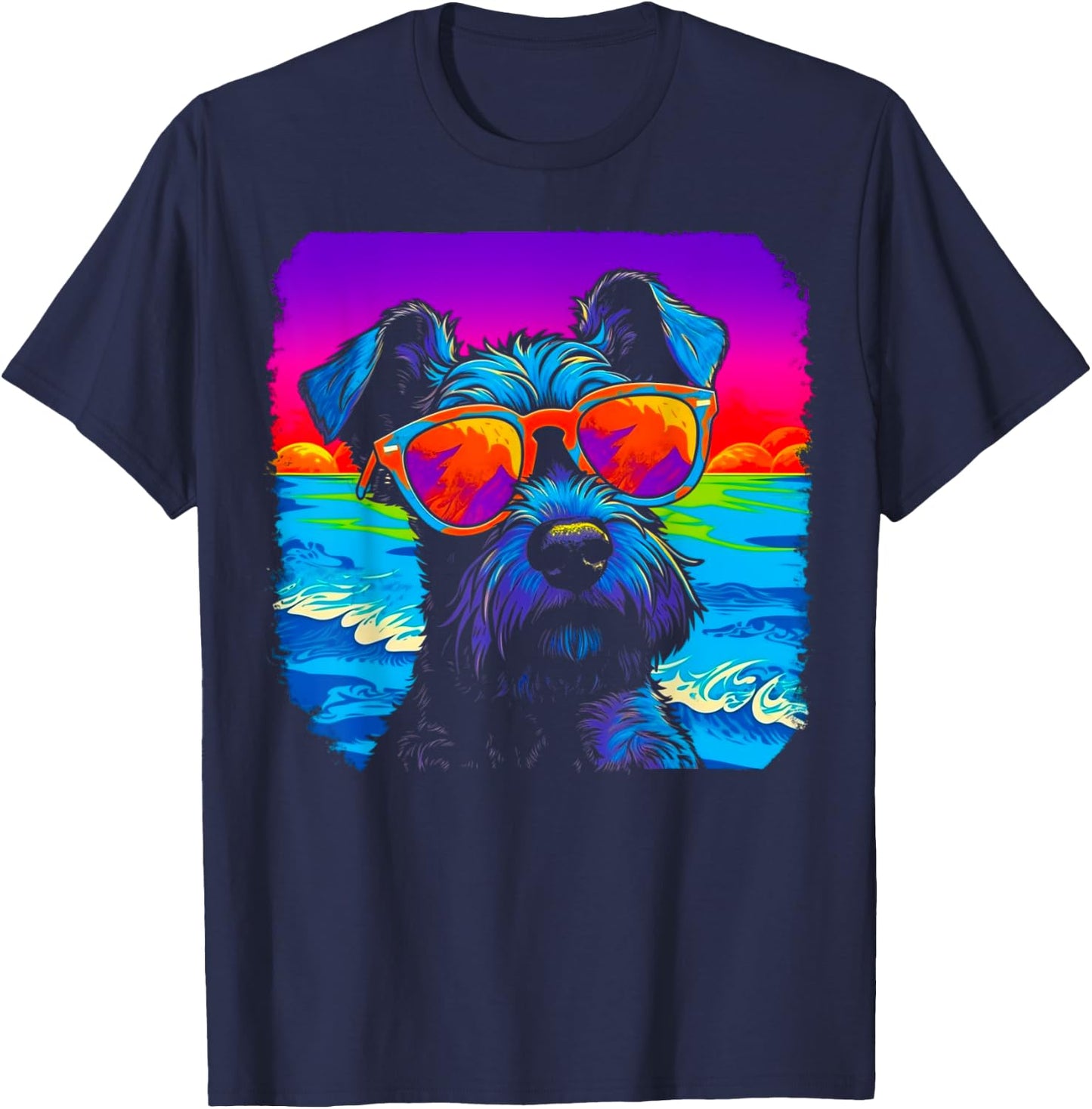 Summer Schnauzer Dog T-Shirt - T-Shirt | Navy