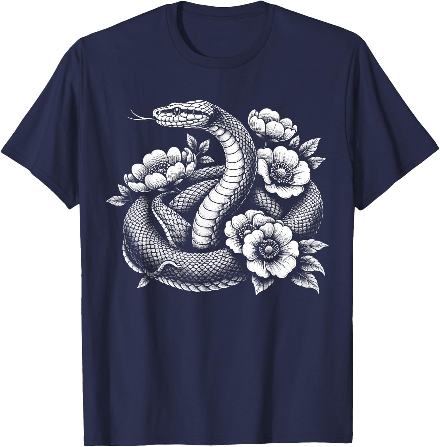 Snake Flowers T-Shirt - T-Shirt | Navy