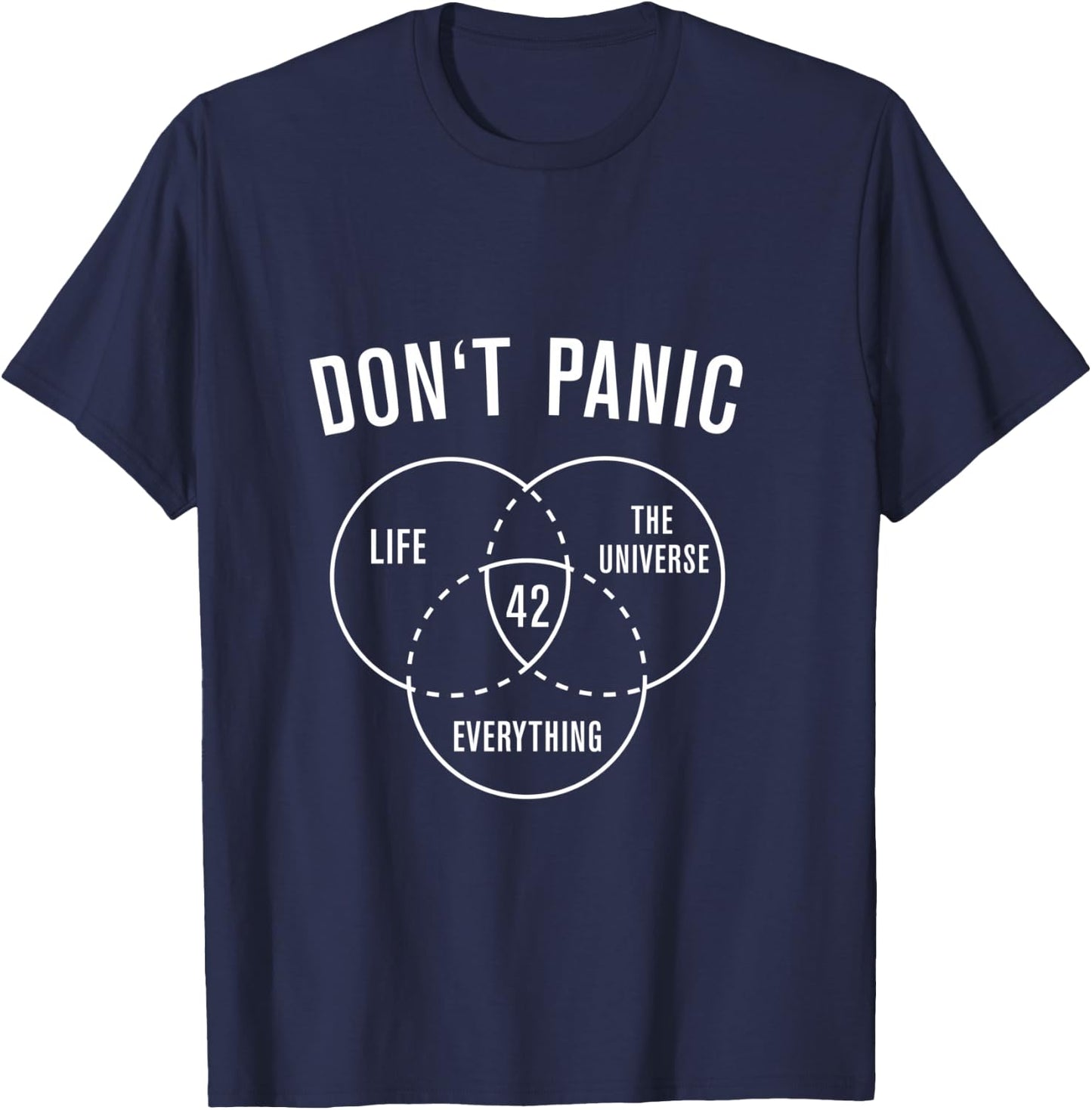 42 Answer to Life Universe and Everything Don't Panic Manche Longue T-Shirt - T-Shirt | Navy