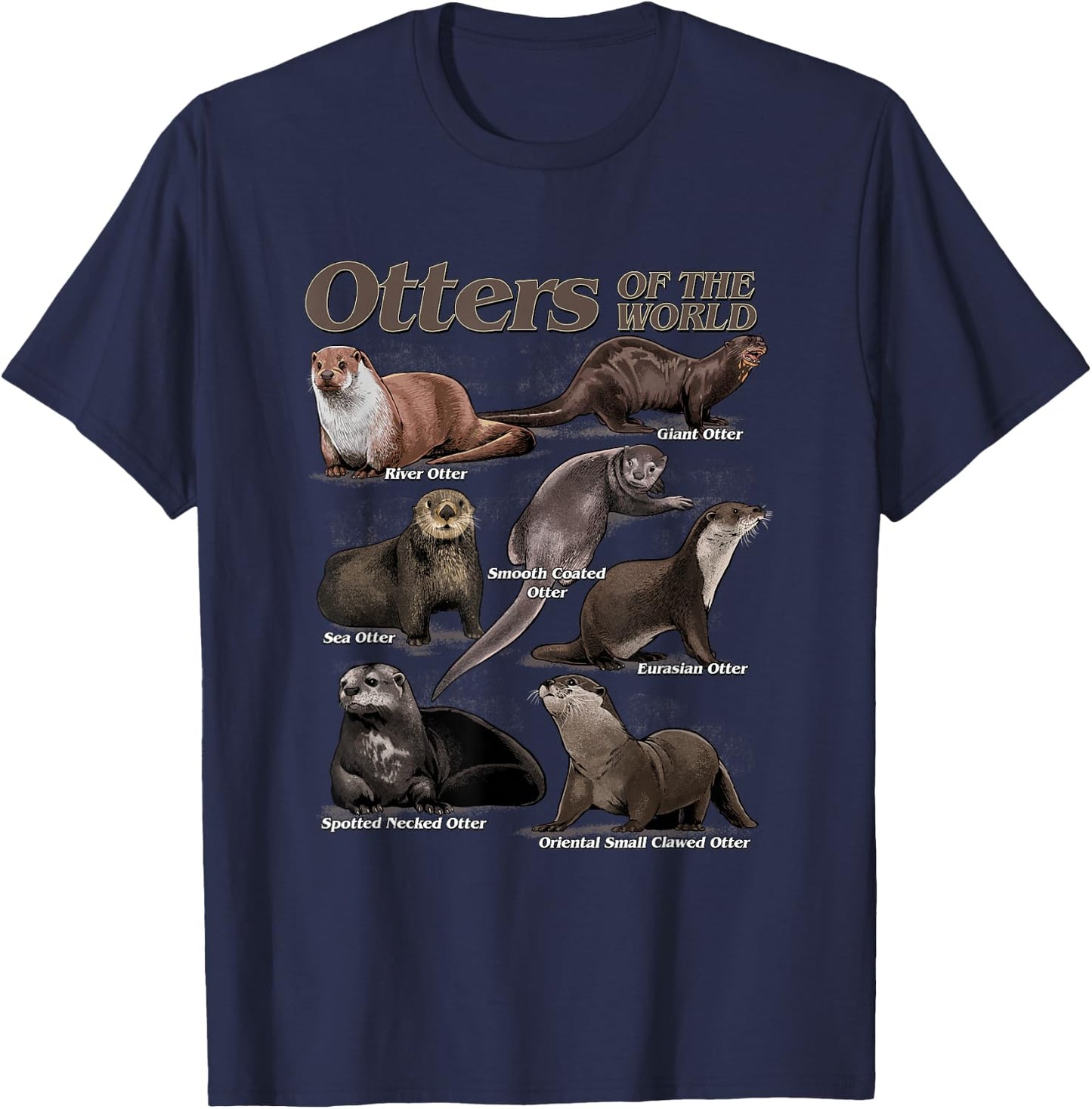 Otters Animals of the World Educational Animal Otter Lovers T-Shirt - T-Shirt | Navy
