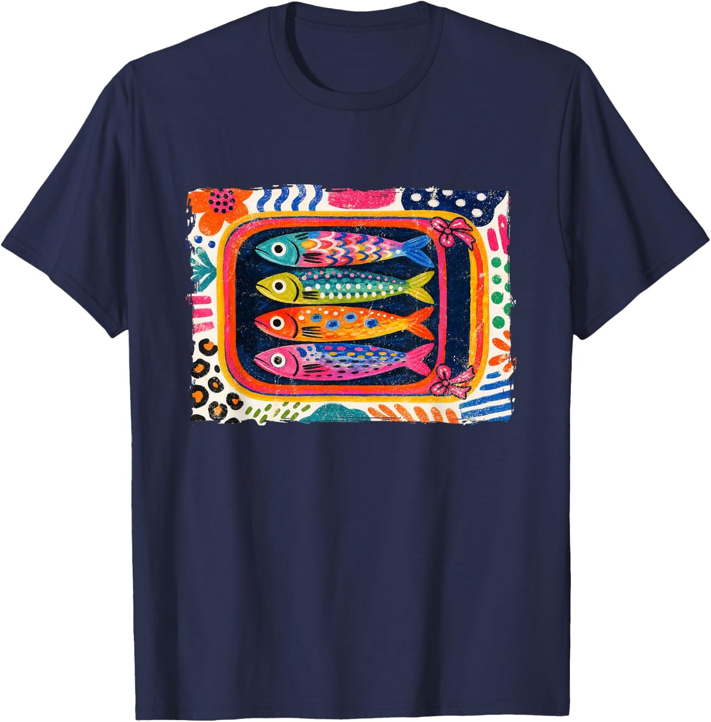 Summer Sardines Tinned Fish Coastal Aesthetic Beach Vacation T-Shirt - T-Shirt | Navy