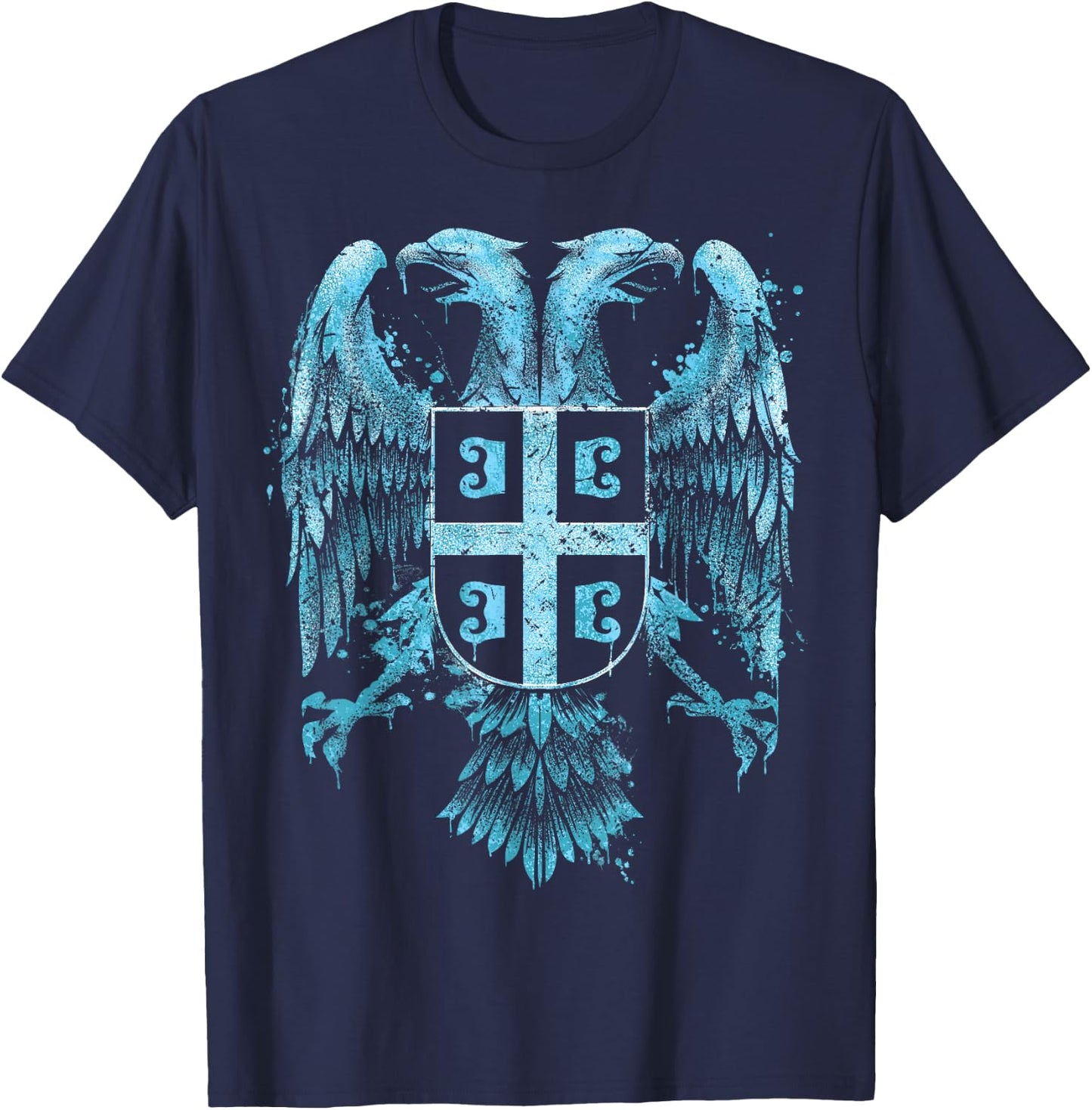 Serbian Double Headed Eagle Serbia Coat of Arms Fan T-Shirt - T-Shirt | Navy