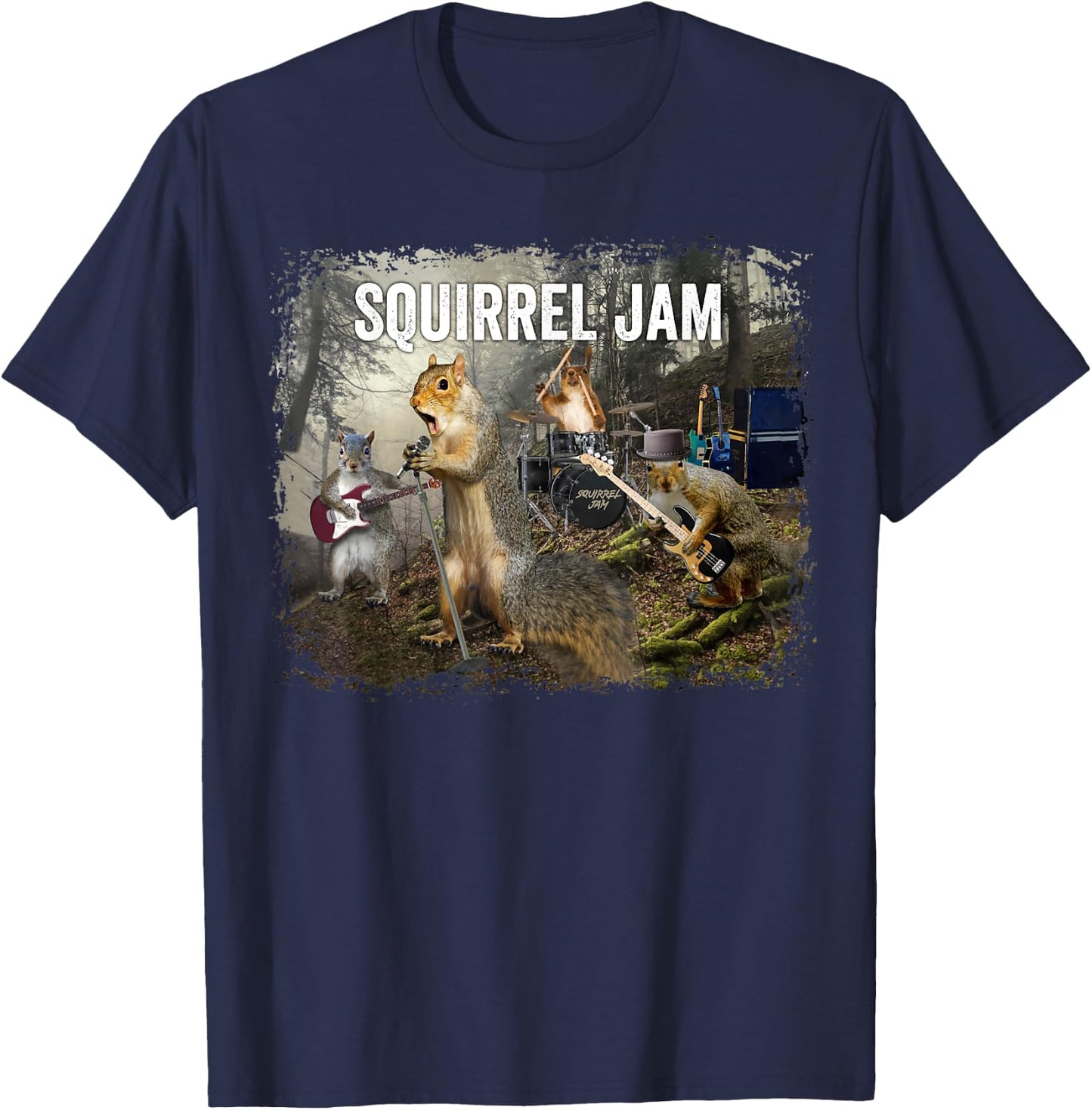 Squirrel Jam - funny squirrel rock group T-Shirt - T-Shirt | Navy