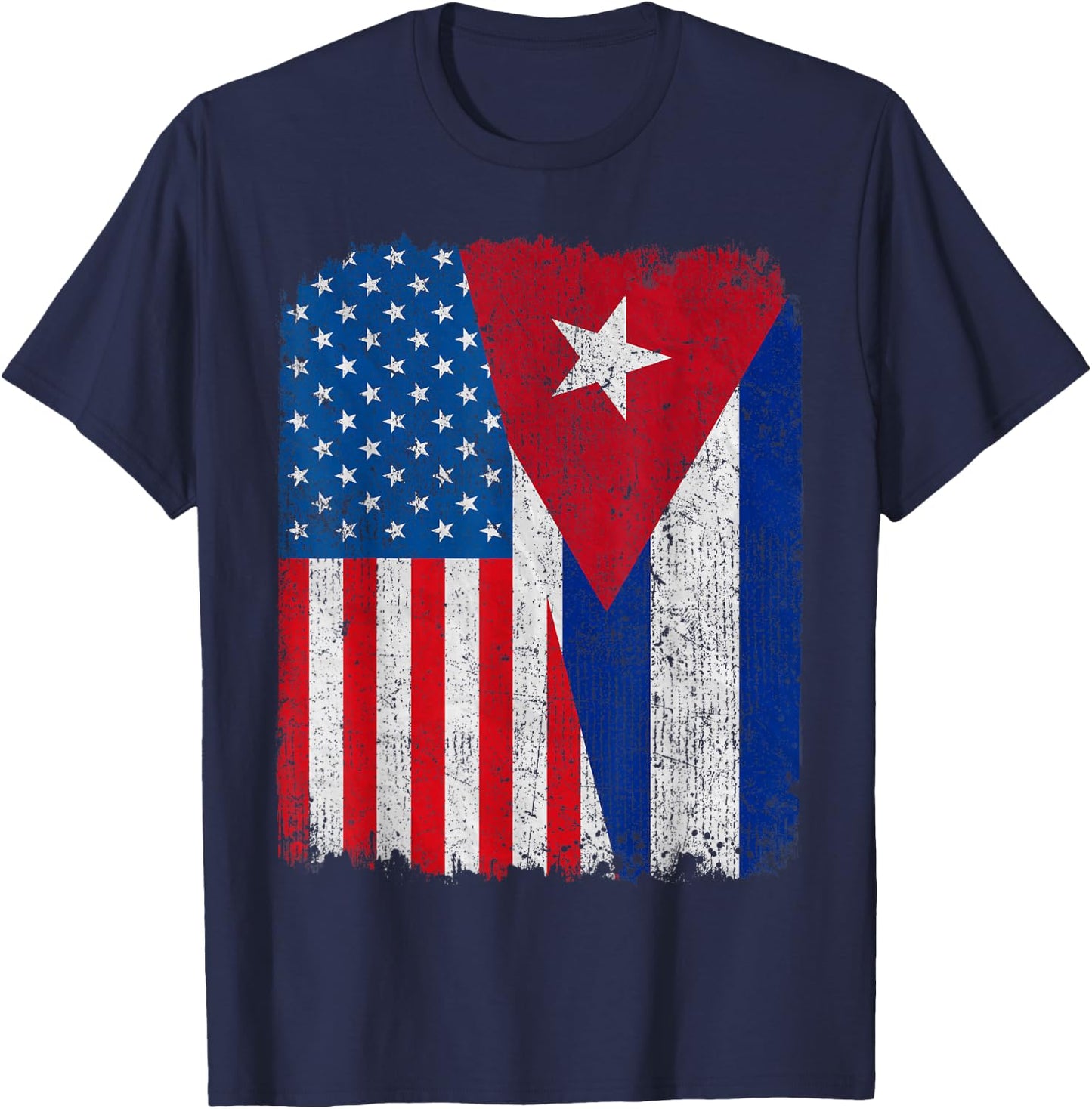 Cuban American Flag Half USA Cuba Root Proud T-Shirt - T-Shirt | Navy