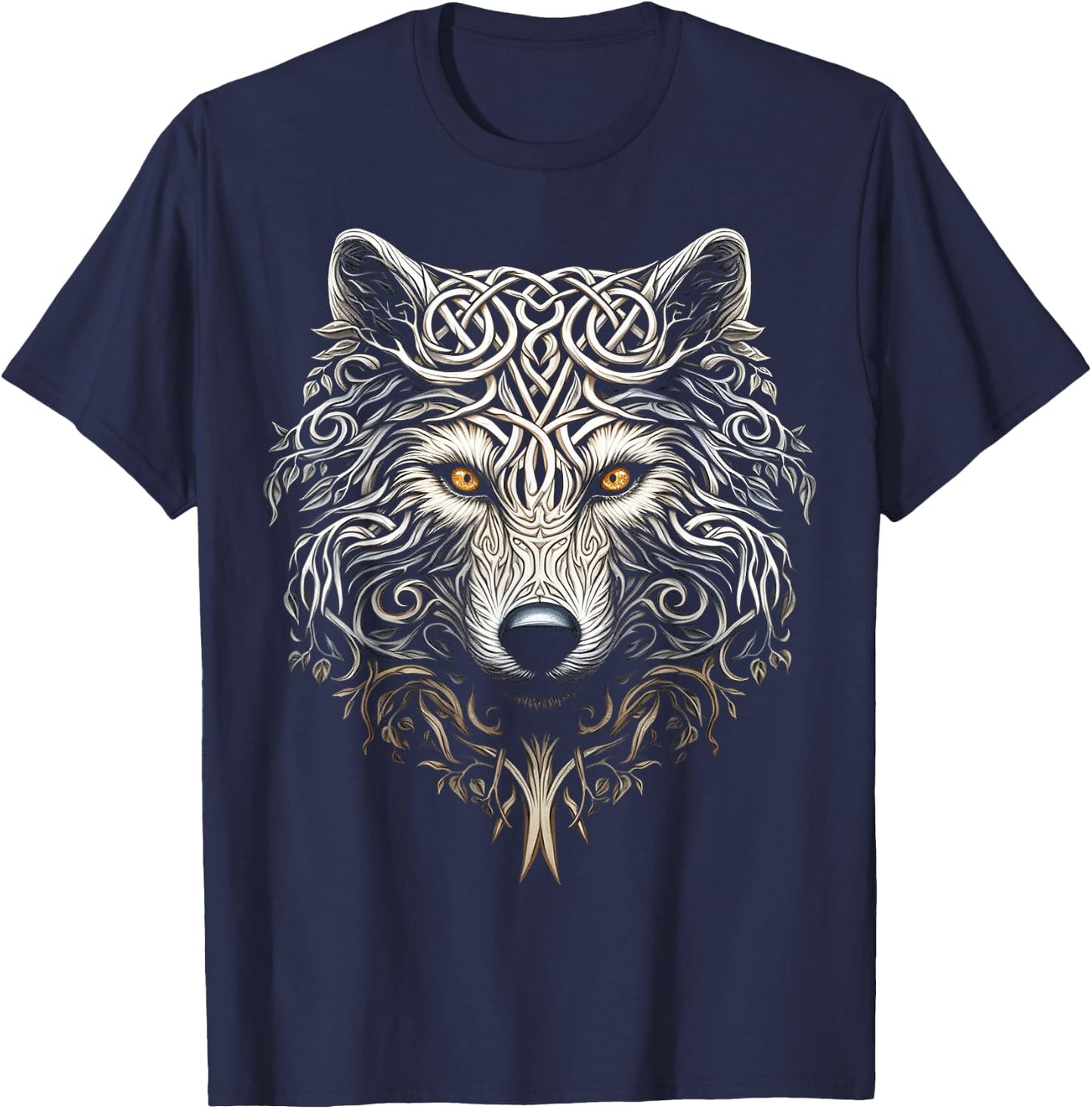 Wolf Art Pflanzen Baum Tierliebhaber Mandala Grafik Wolf T-Shirt - T-Shirt | Navy