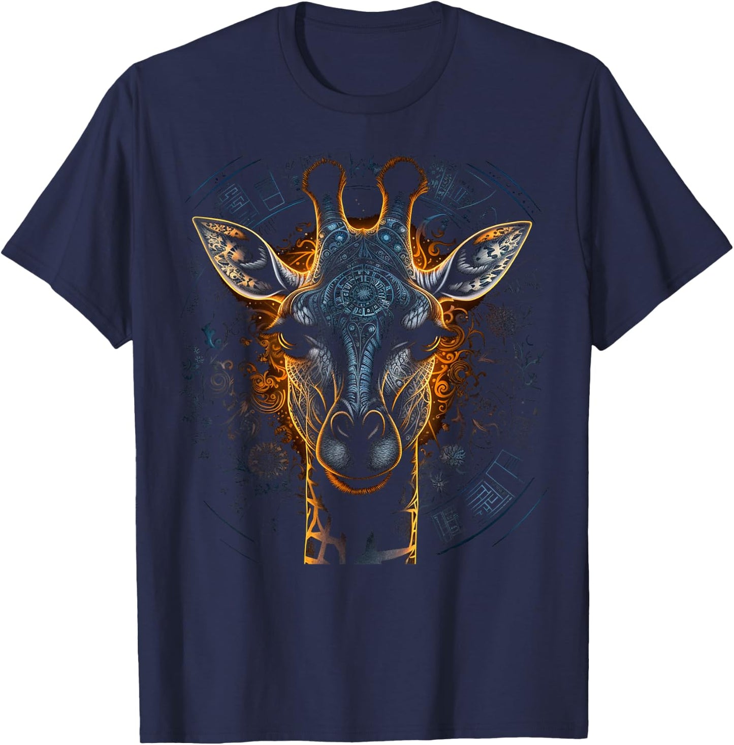 Giraffe Artwork Mandala - Animal Art Giraffe T-Shirt - T-Shirt | Navy