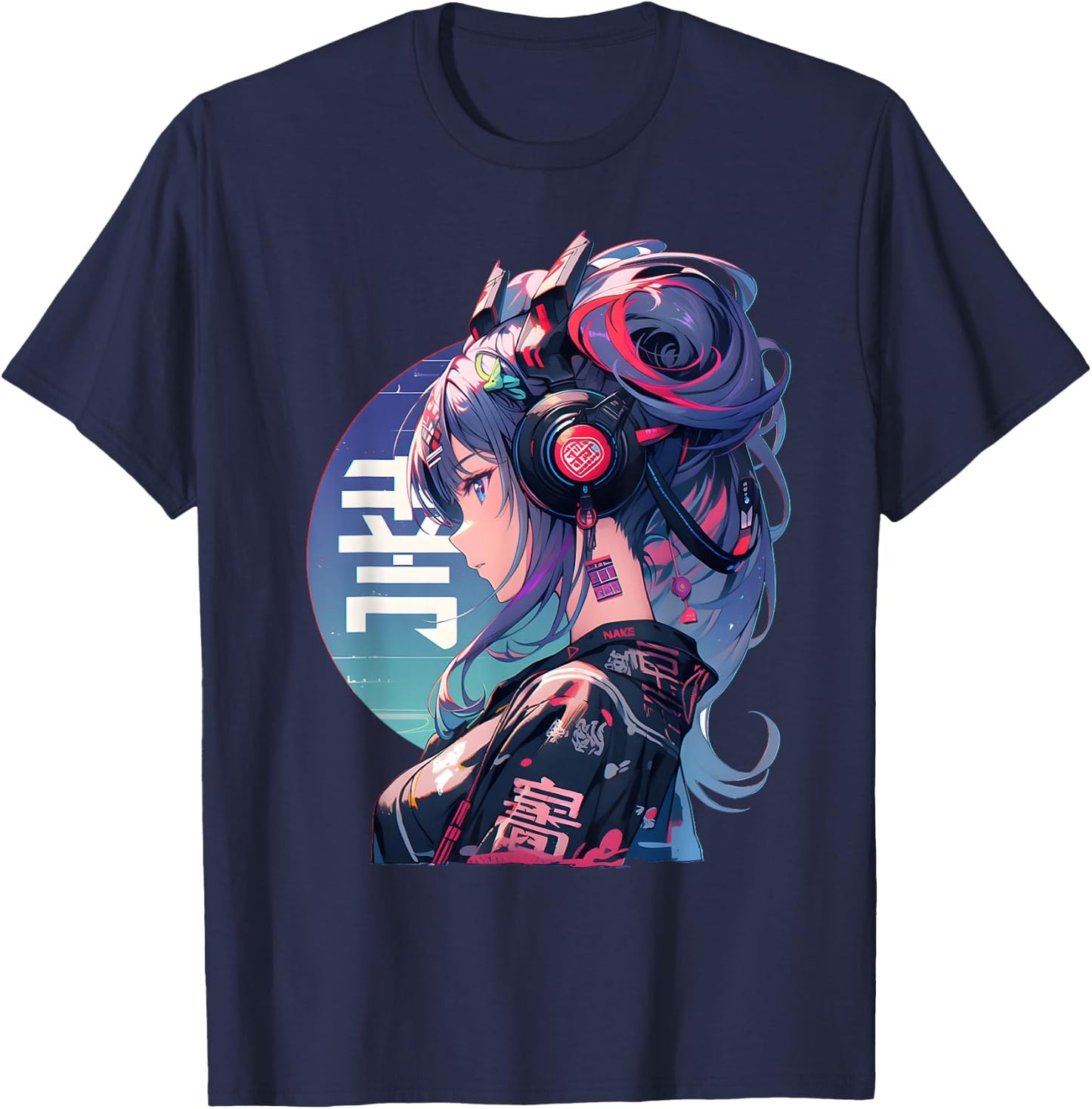 Manga Anime Aesthetic Cyberpunk Techwear Harajuku T-Shirt - T-Shirt | Navy
