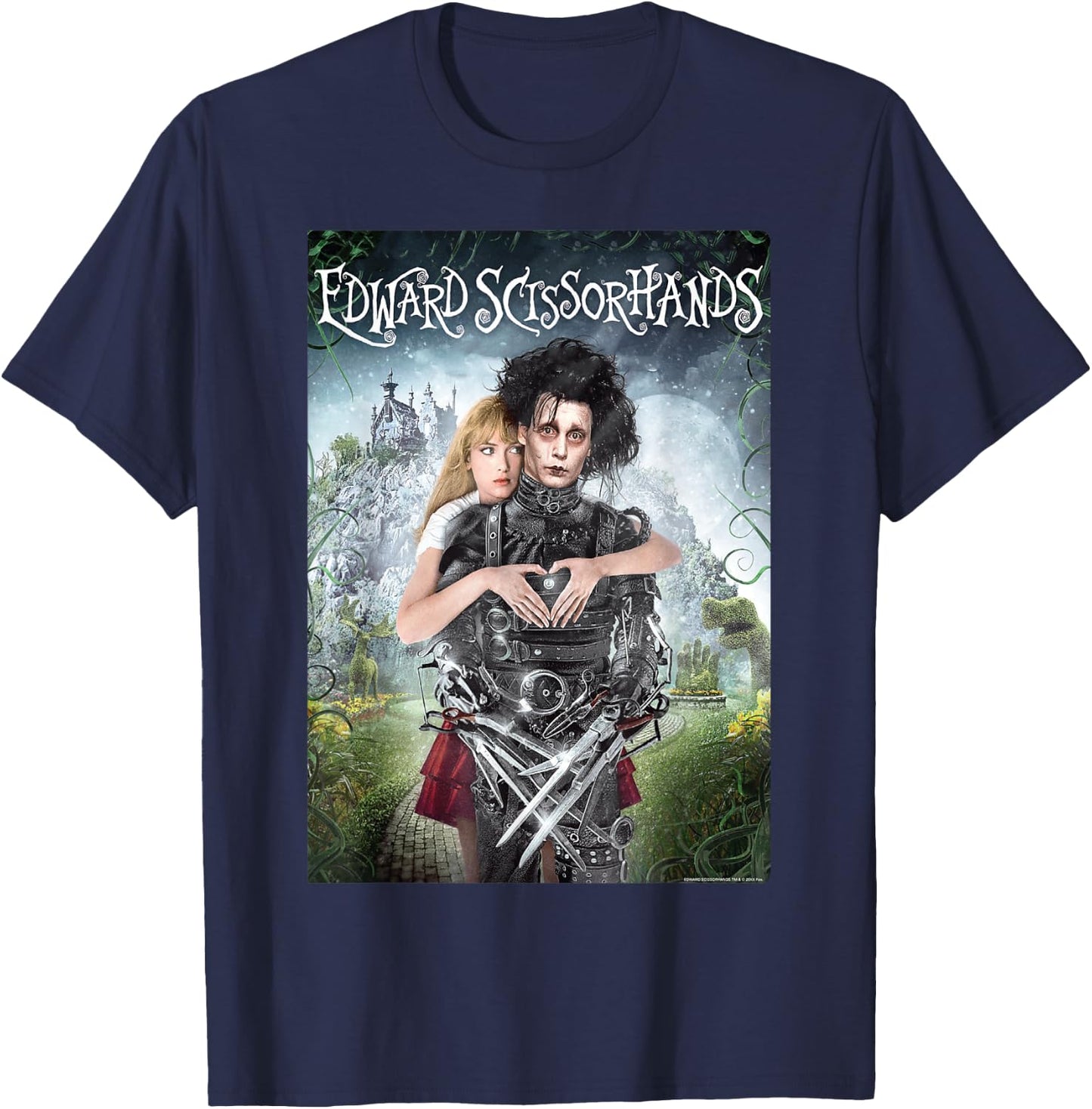 Edward Scissorhands Anniversary Movie Art Kim and Edward , Black, S T-Shirt - T-Shirt | Navy