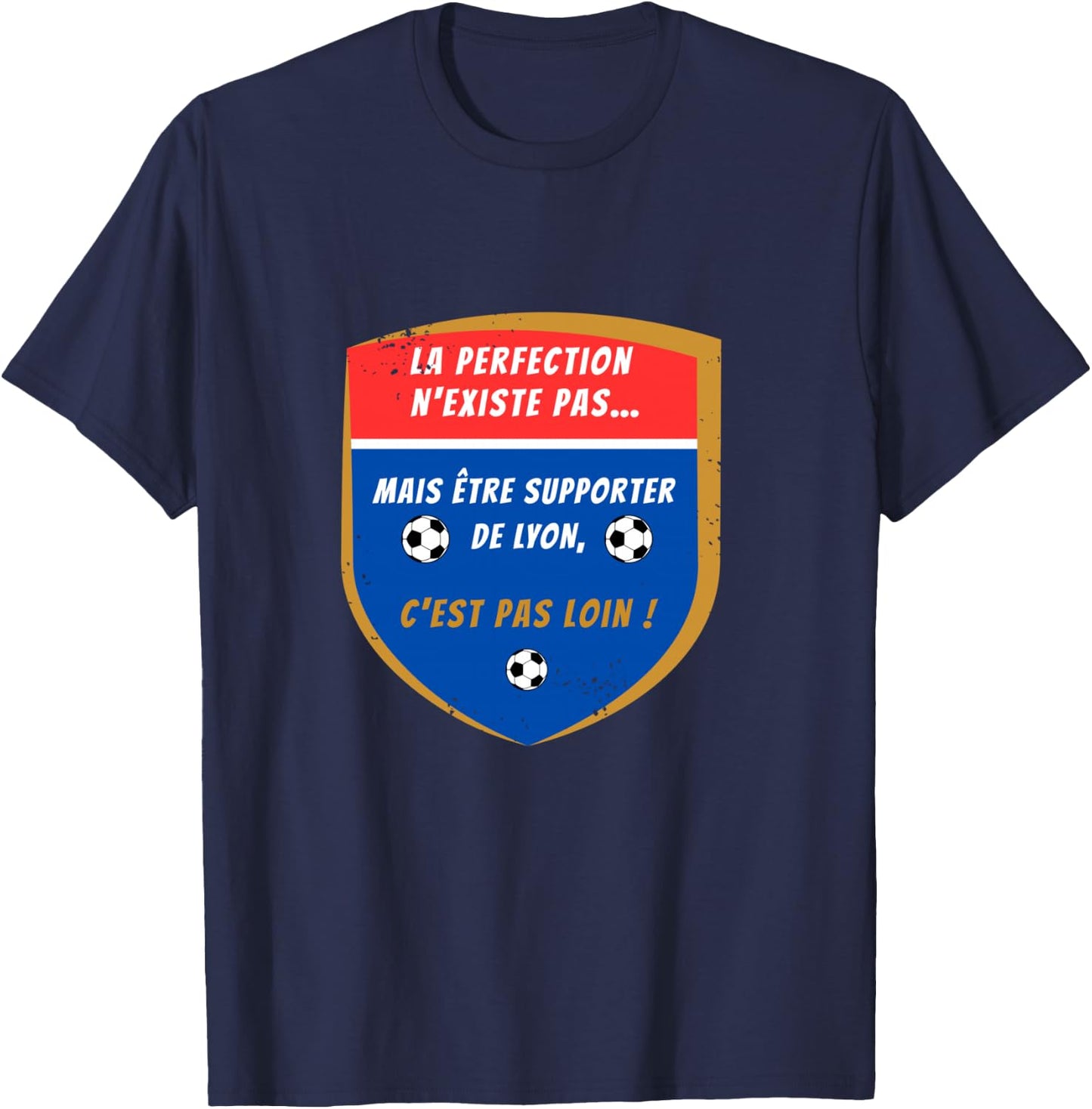 Lyon Football Supporter Gift, Black, S T-Shirt - T-Shirt | Navy