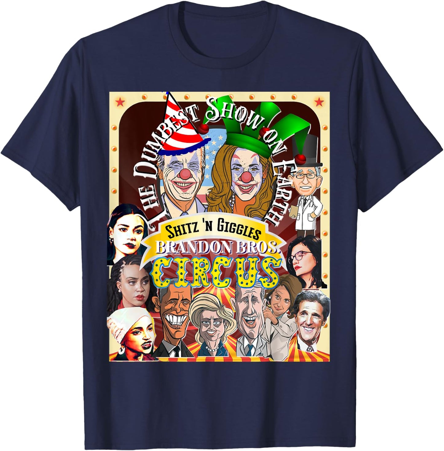 Biden Halloween Circus Dumbest Obama Funny Trump Halloween T-Shirt - T-Shirt | Navy