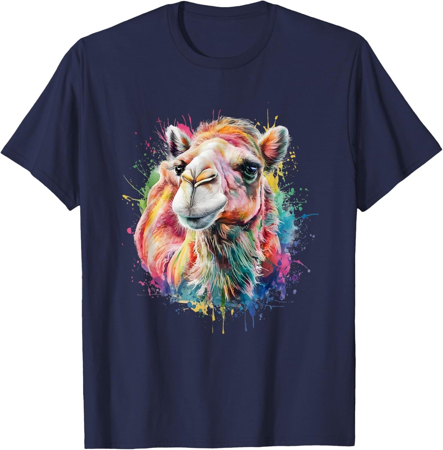 Camel Men Woman Colorful Watercolor Camel T-Shirt - T-Shirt | Navy