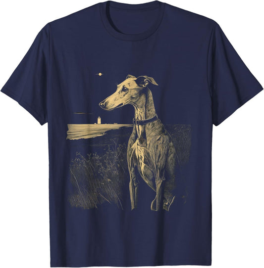 Windhund Greyhound Hund Illustration T-Shirt - T-Shirt | Navy