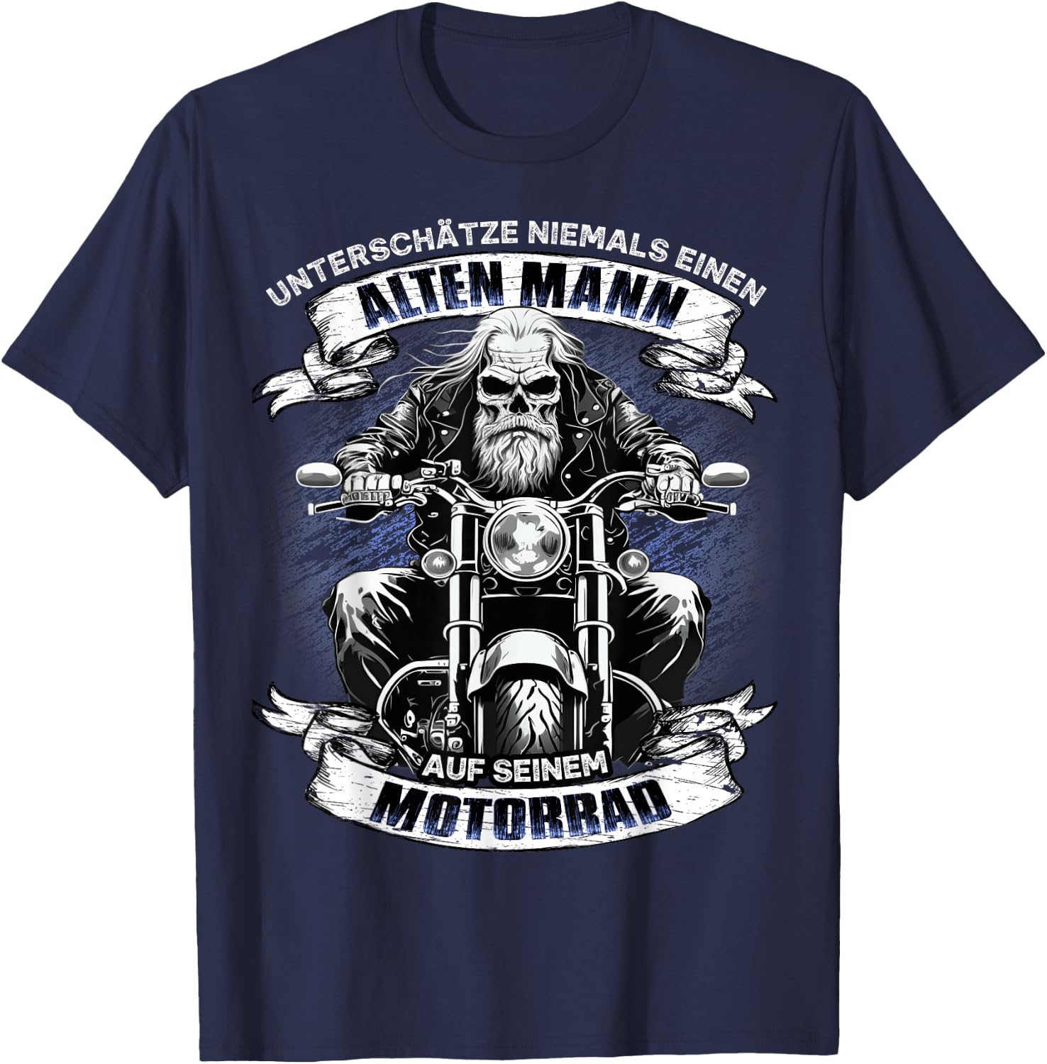Unterschätze niemals einen alten Mann auf seinem Motorrad T-Shirt - T-Shirt | Navy