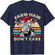 Farm Hair Don't Care Pun Cows Lover Vintage Farm T-Shirt - T-Shirt | Navy